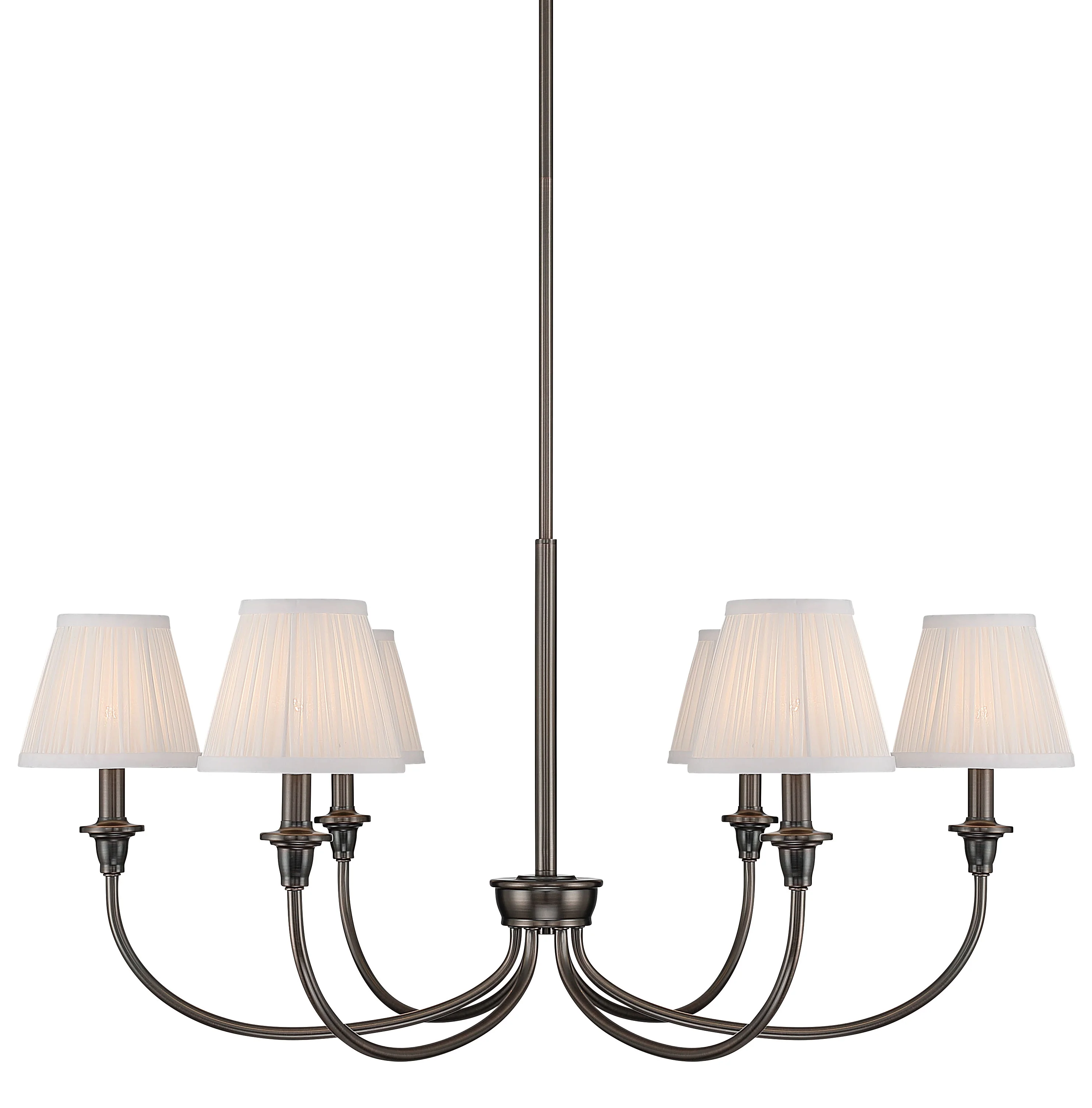 Cambria 6-light Chandelier in Oil Rubbed Bronze & Gathered White Shades