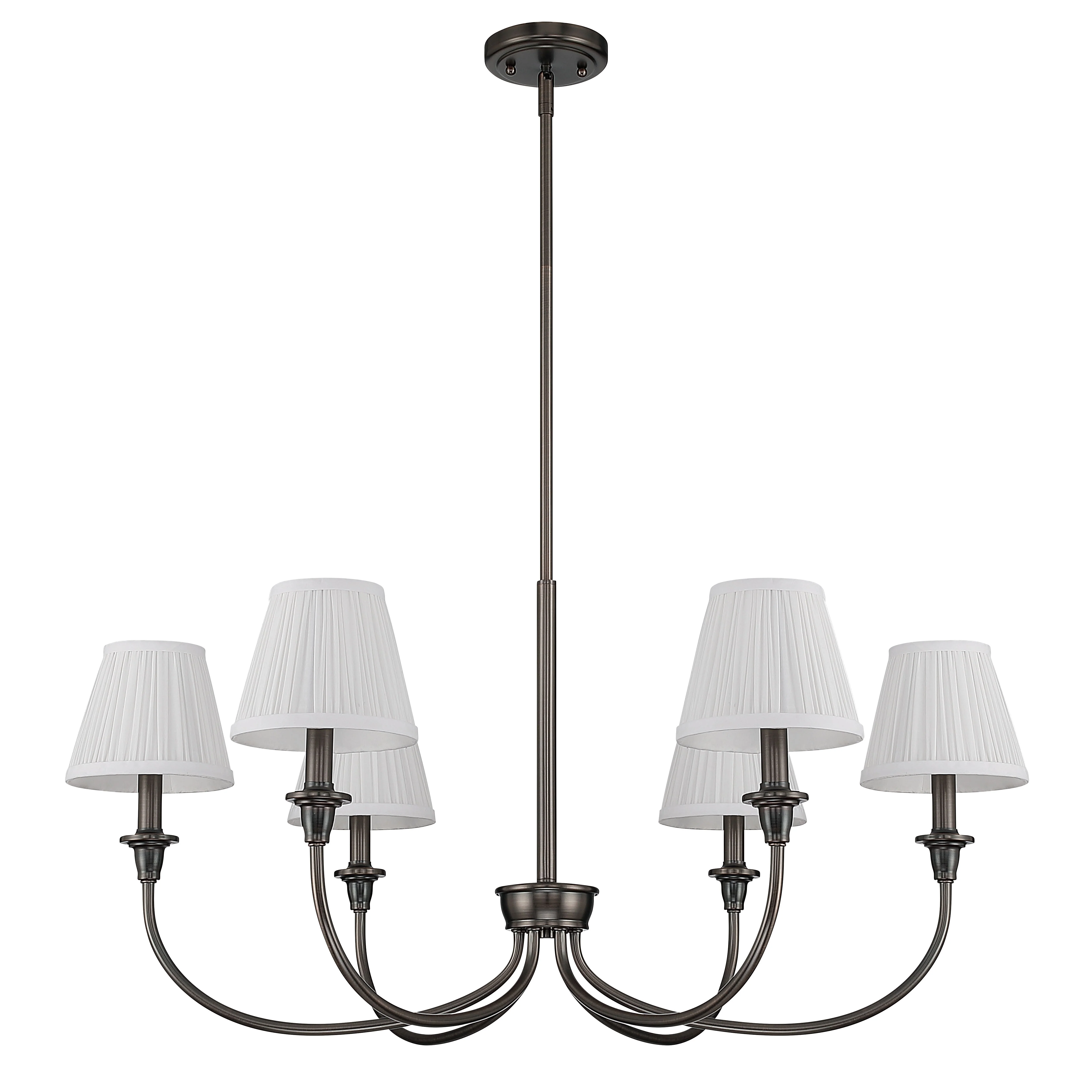Cambria 6-light Chandelier in Oil Rubbed Bronze & Gathered White Shades - Image 2
