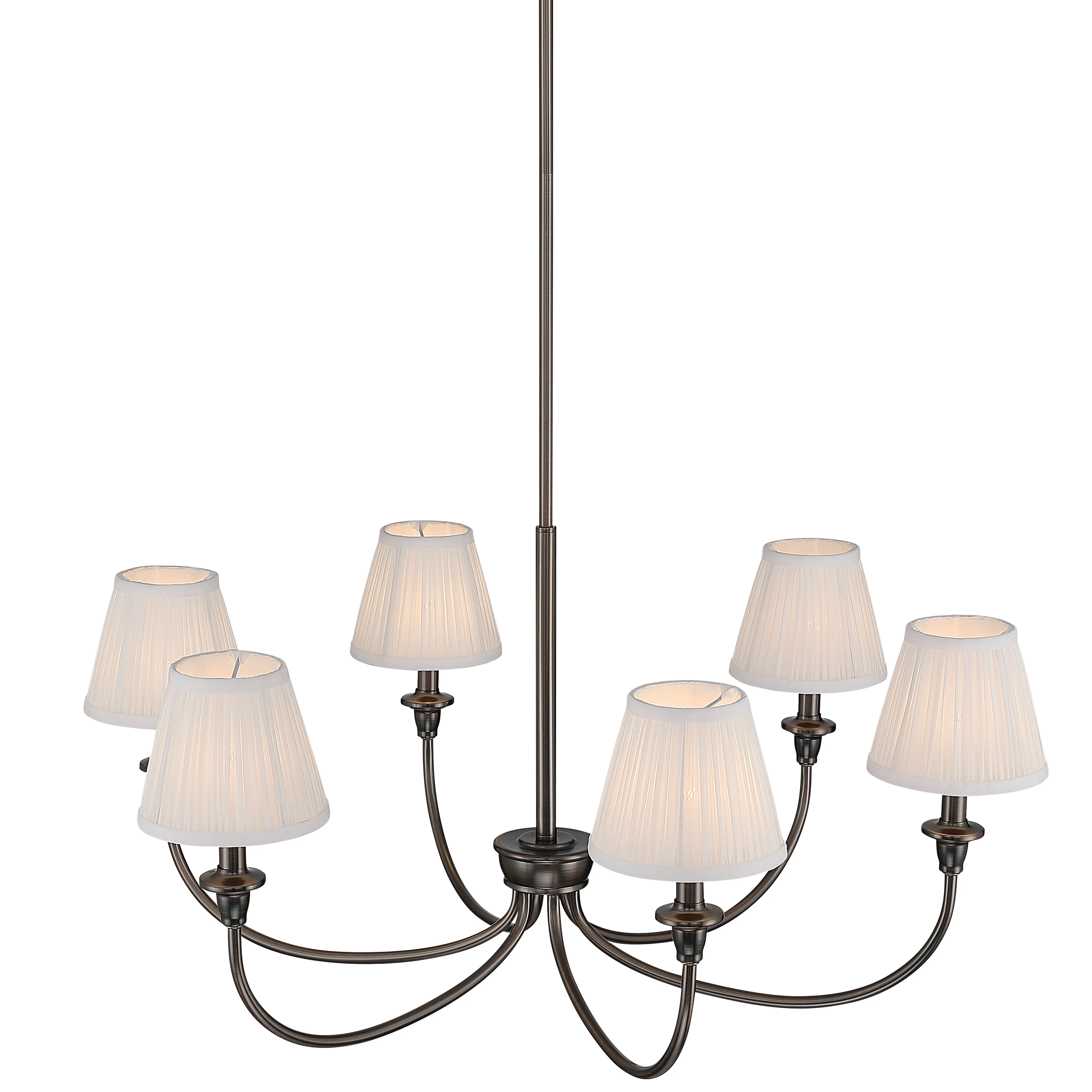Cambria 6-light Chandelier in Oil Rubbed Bronze & Gathered White Shades - Image 3