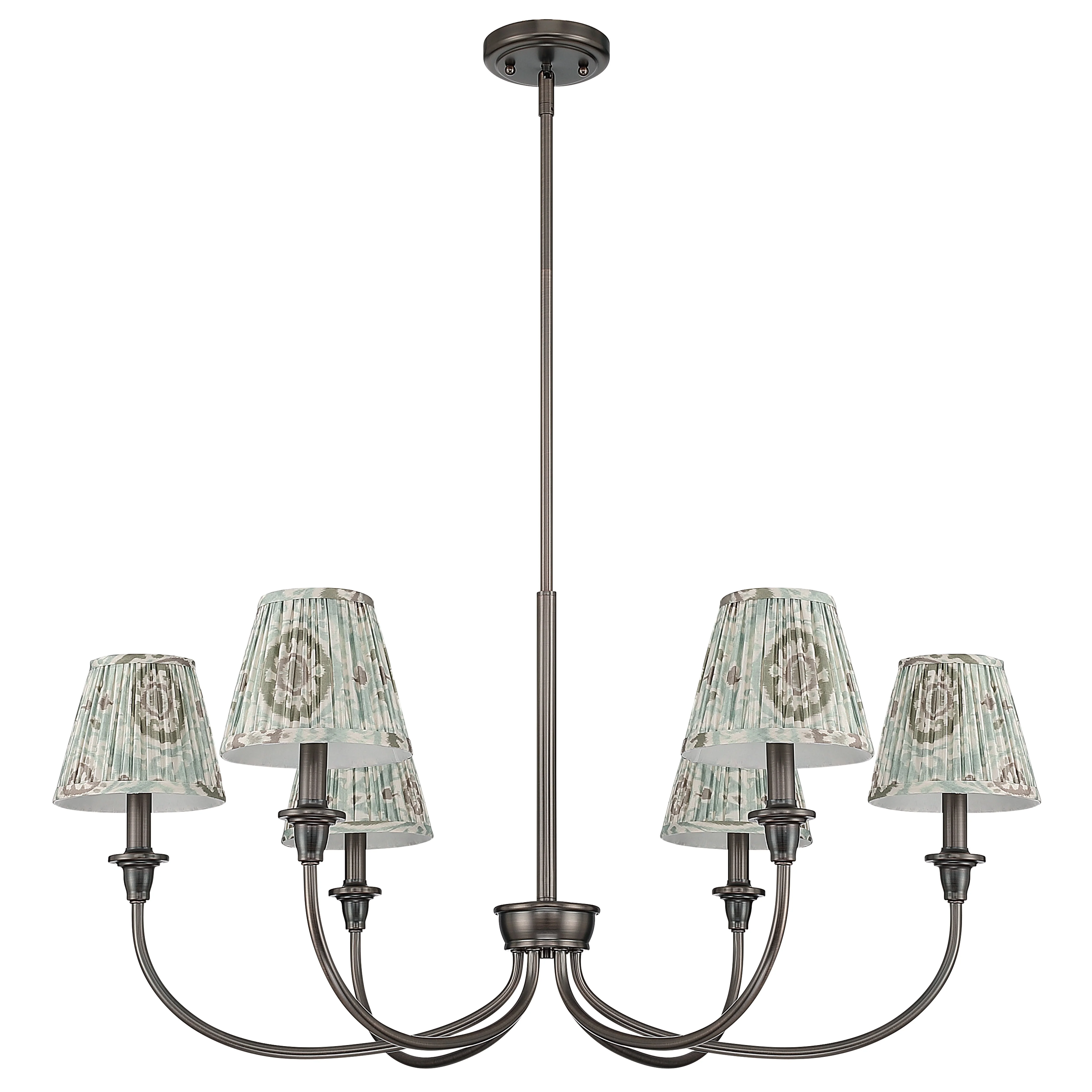 Cambria 6-Light Chandelier in Oil Rubbed Bronze & Aqua Verde Shades - Image 2