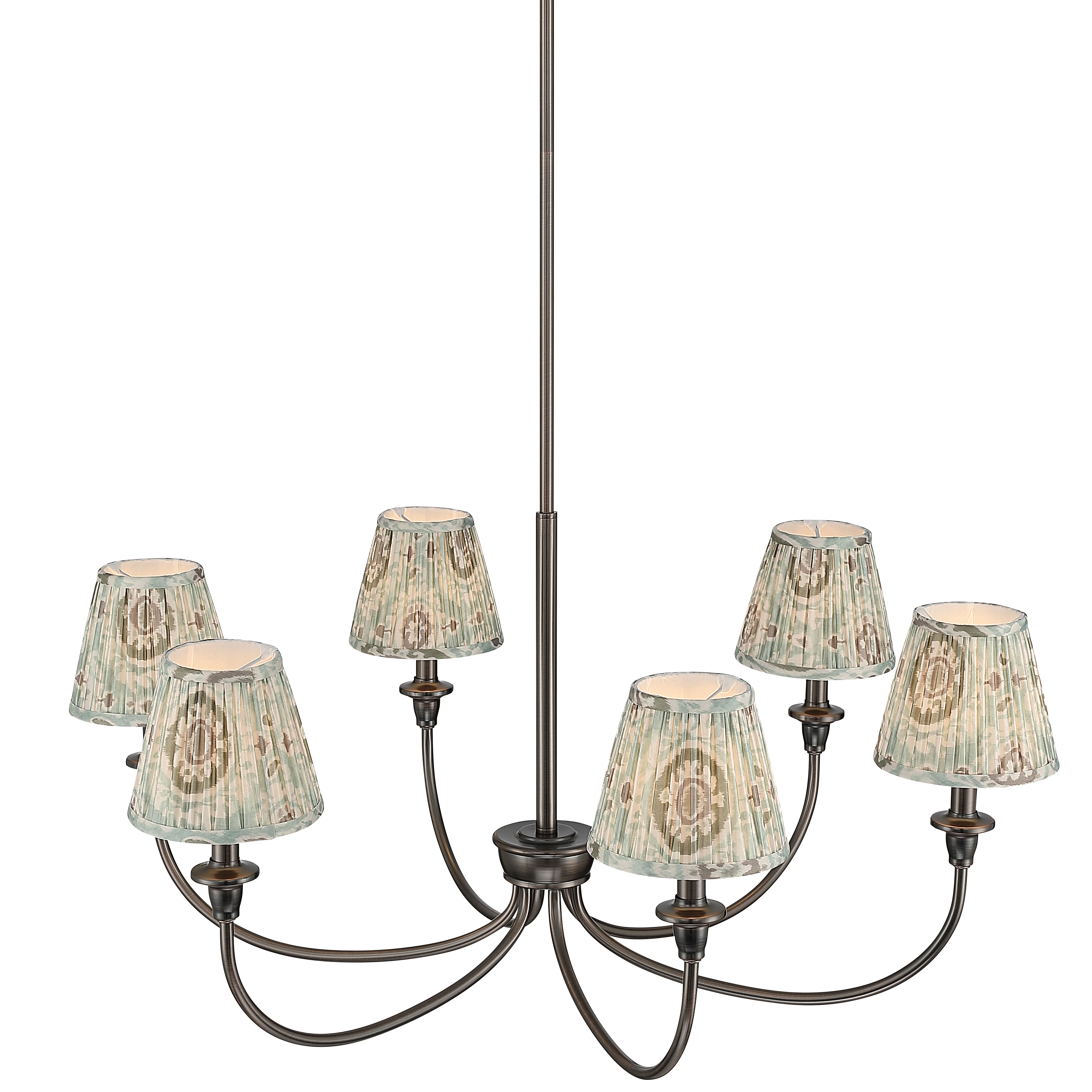 Cambria 6-Light Chandelier in Oil Rubbed Bronze & Aqua Verde Shades - Image 4