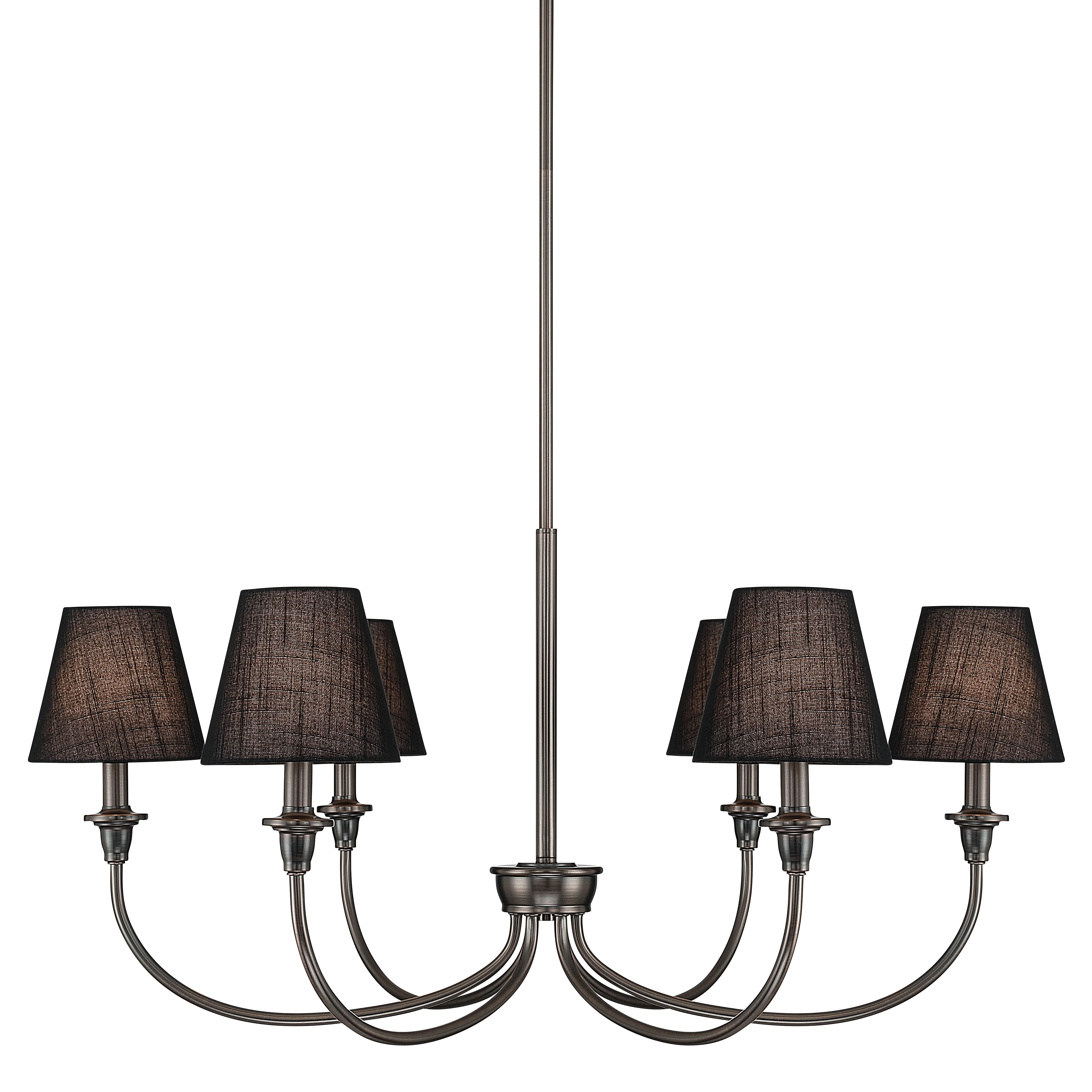 Cambria 6-Light Chandelier in Oil Rubbed Bronze & Black Shades