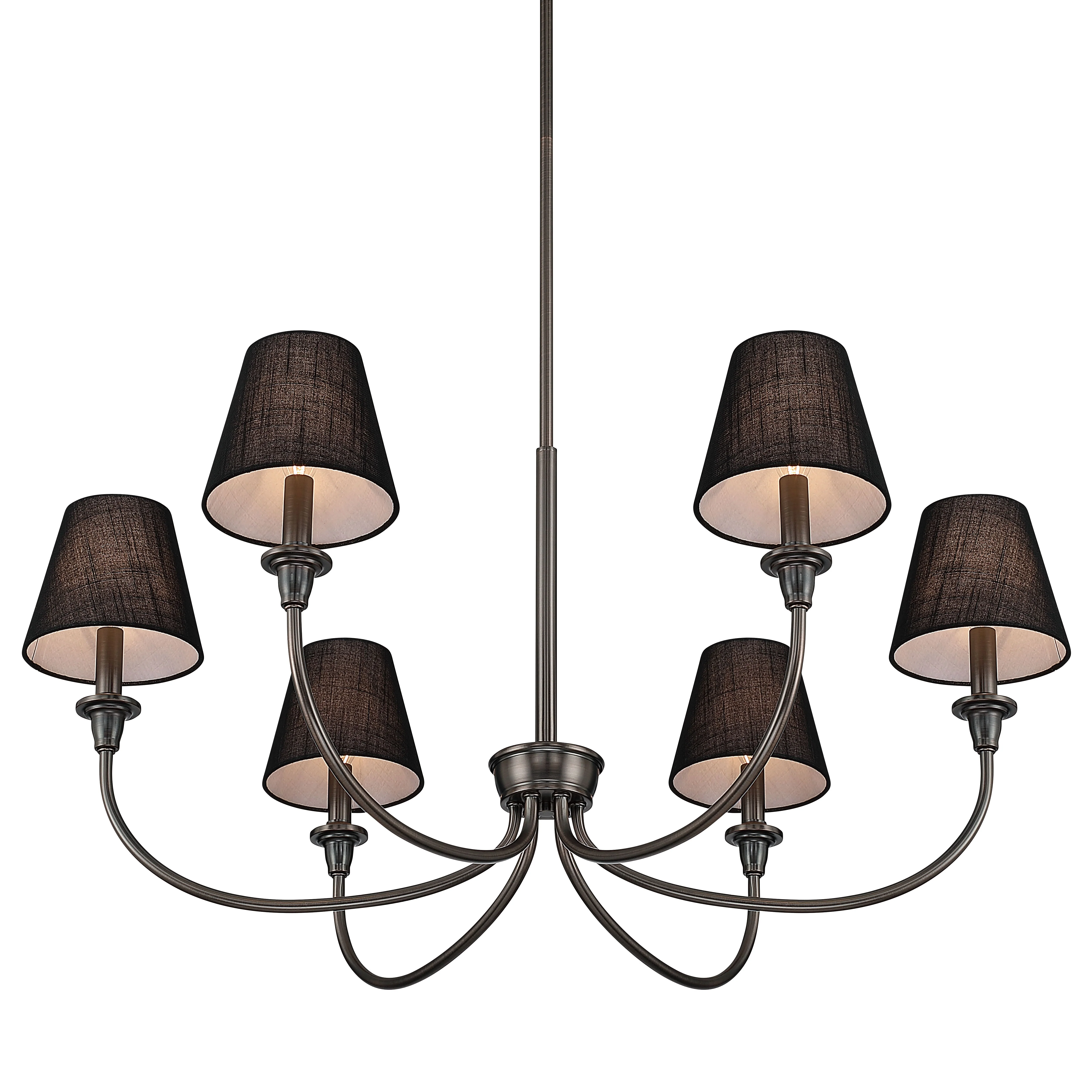Cambria 6-Light Chandelier in Oil Rubbed Bronze & Black Shades - Image 4