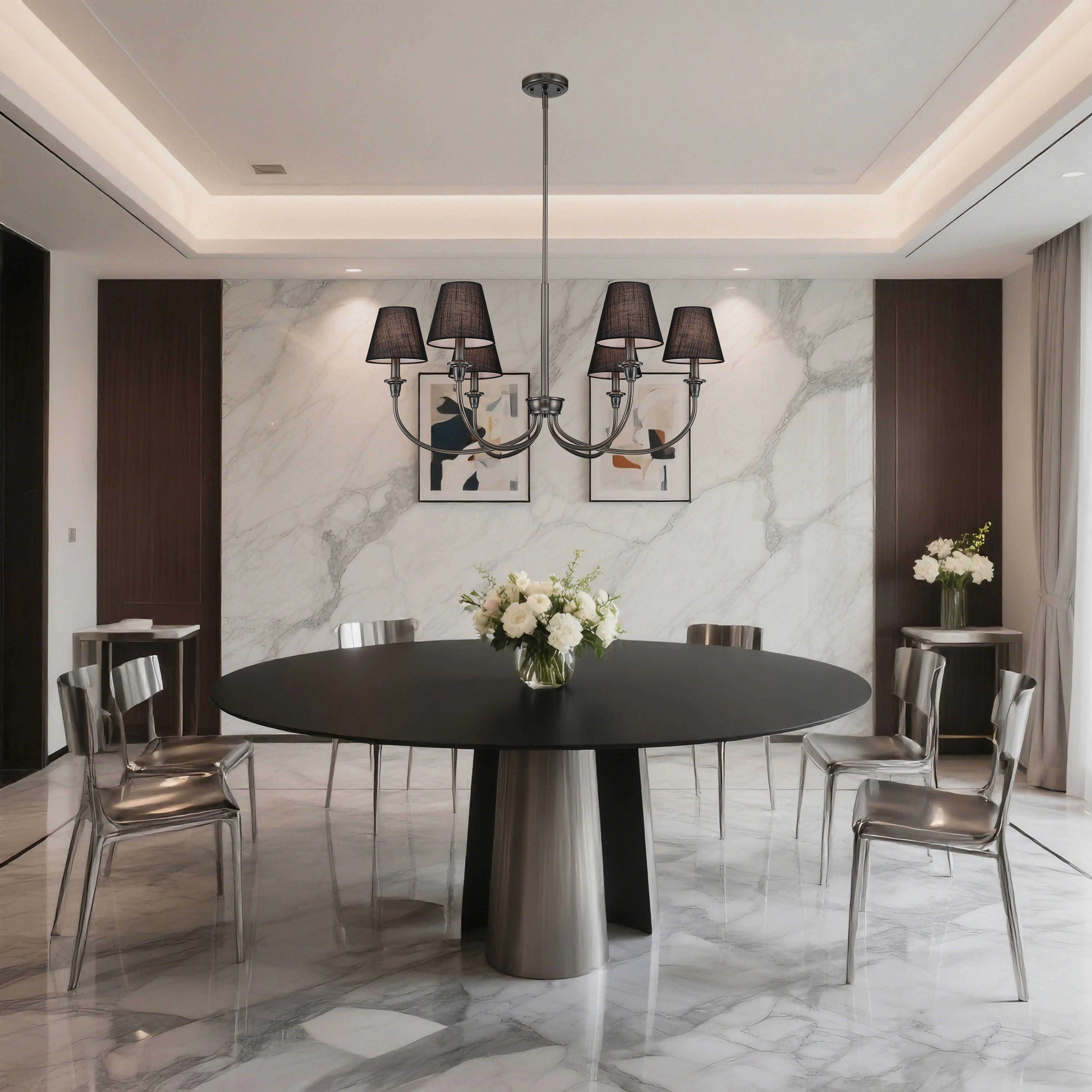 Cambria 6-Light Chandelier in Oil Rubbed Bronze & Black Shades - Image 8
