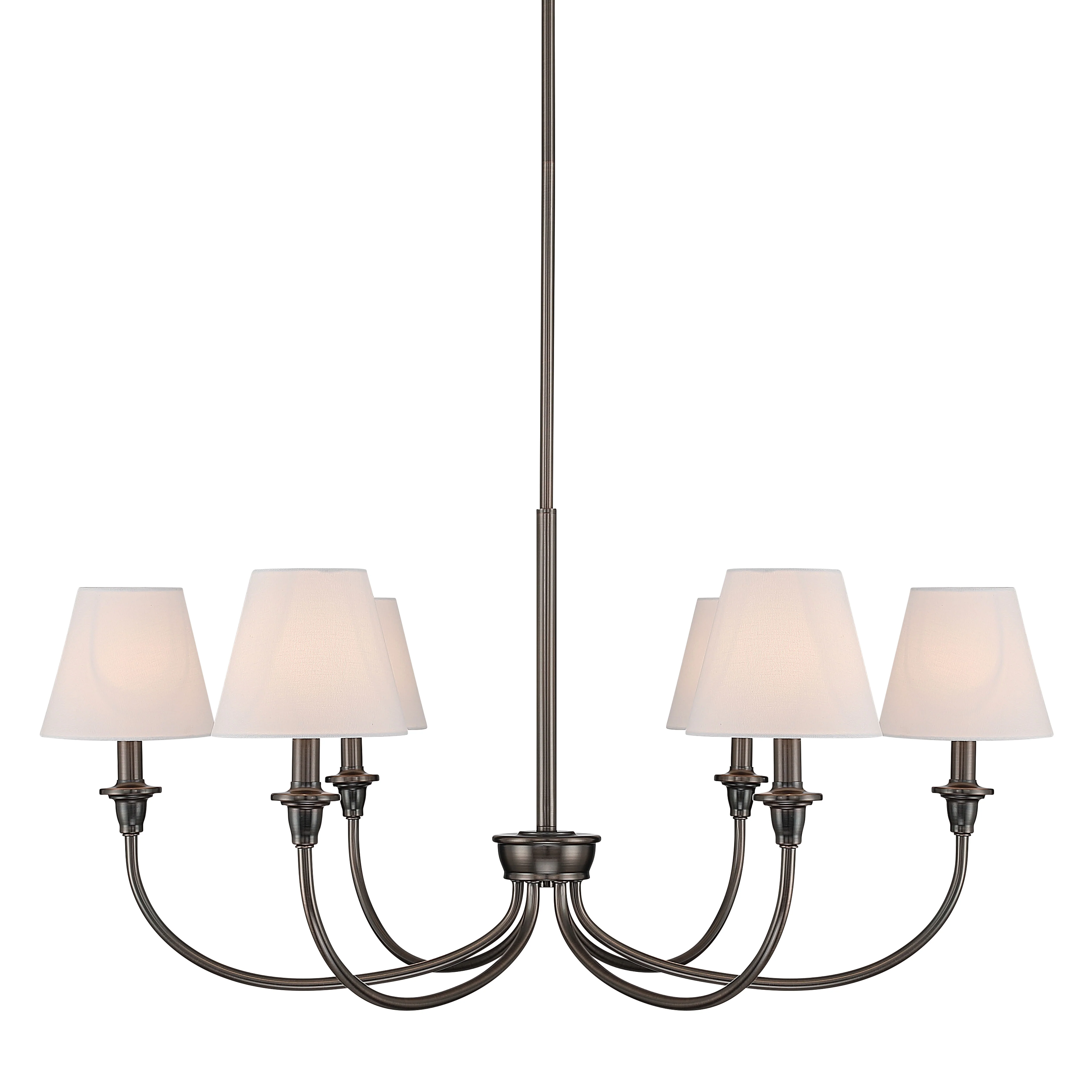 Cambria 6-Light Chandelier in Oil Rubbed Bronze & White Shades