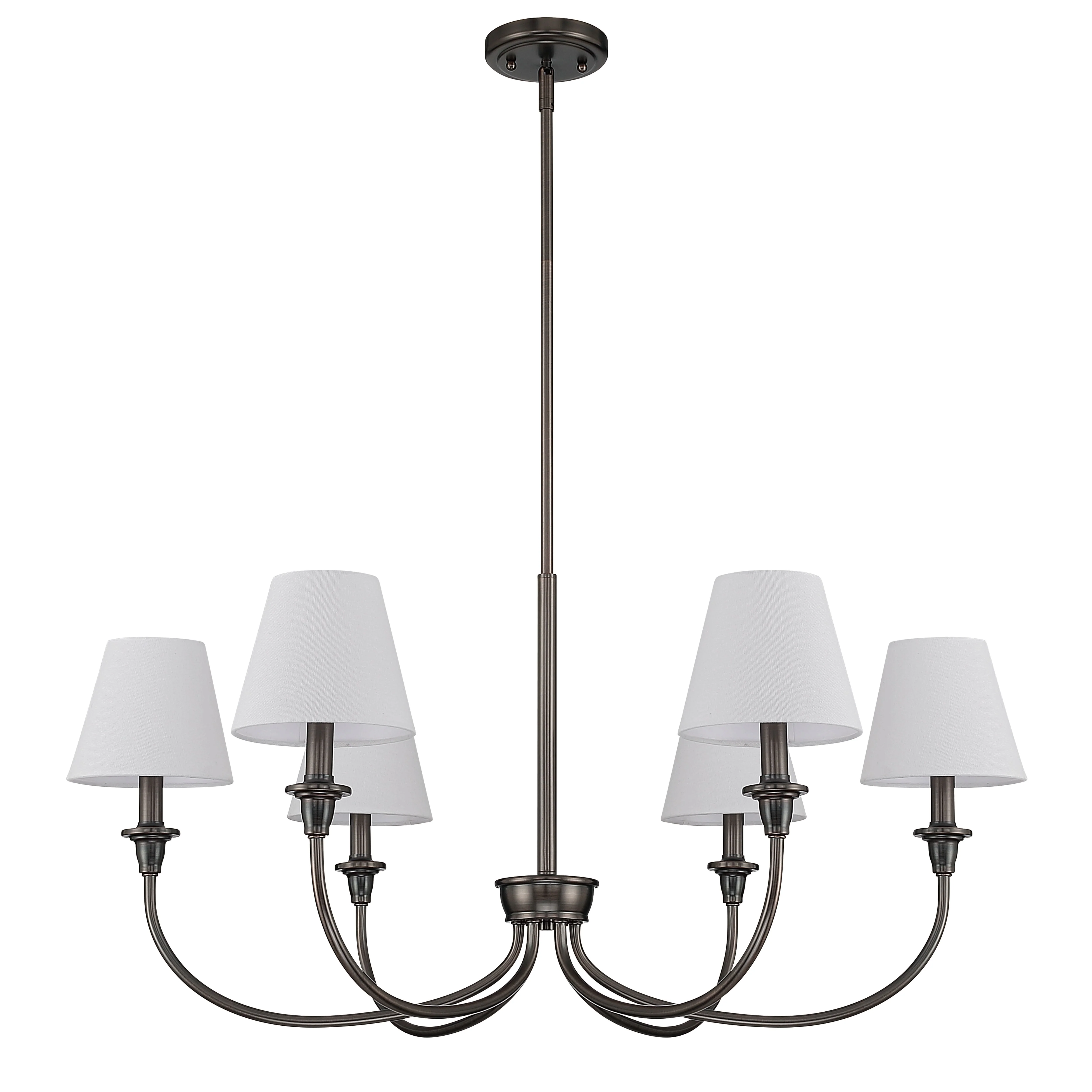 Cambria 6-Light Chandelier in Oil Rubbed Bronze & White Shades - Image 2