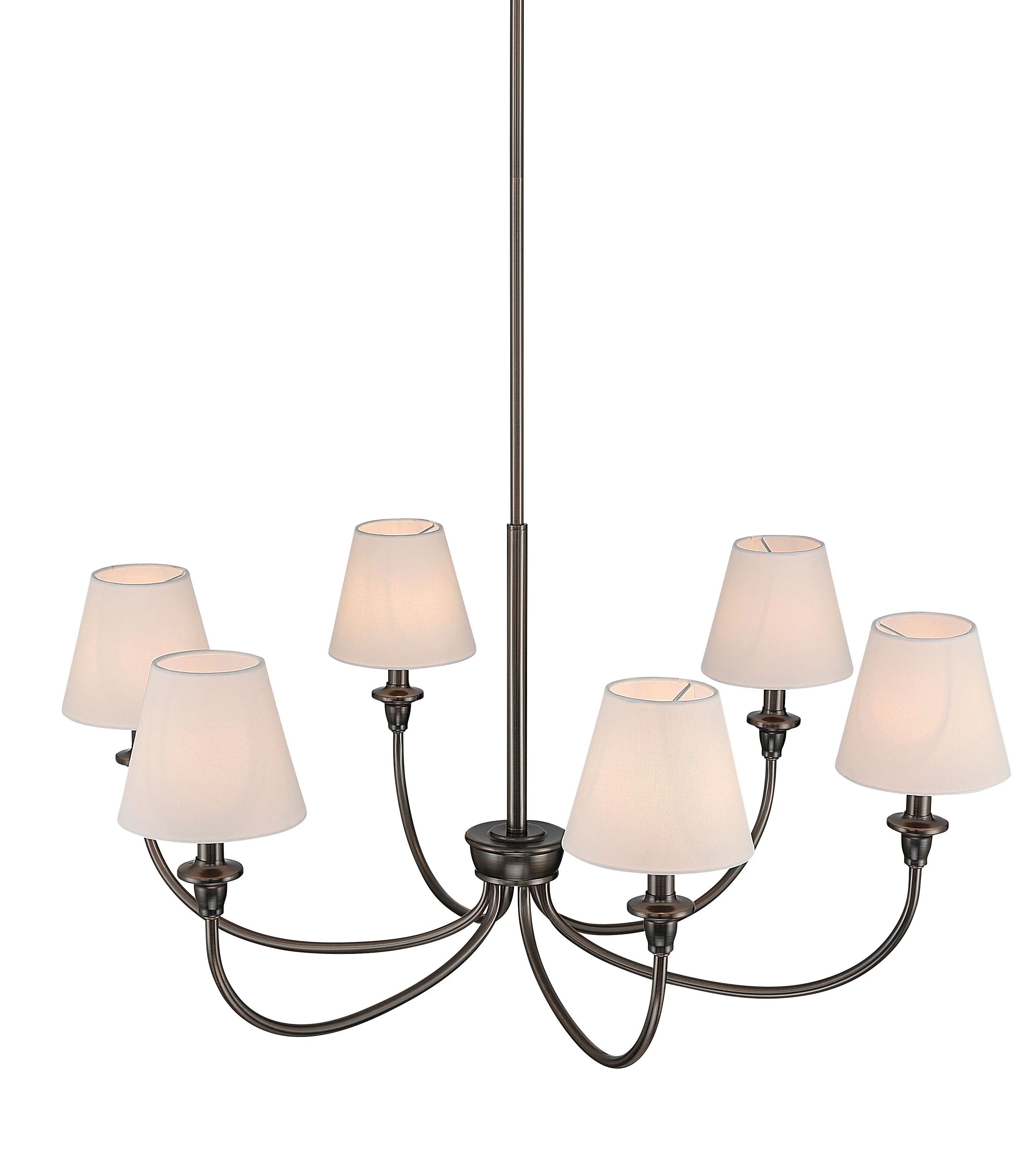 Cambria 6-Light Chandelier in Oil Rubbed Bronze & White Shades - Image 3