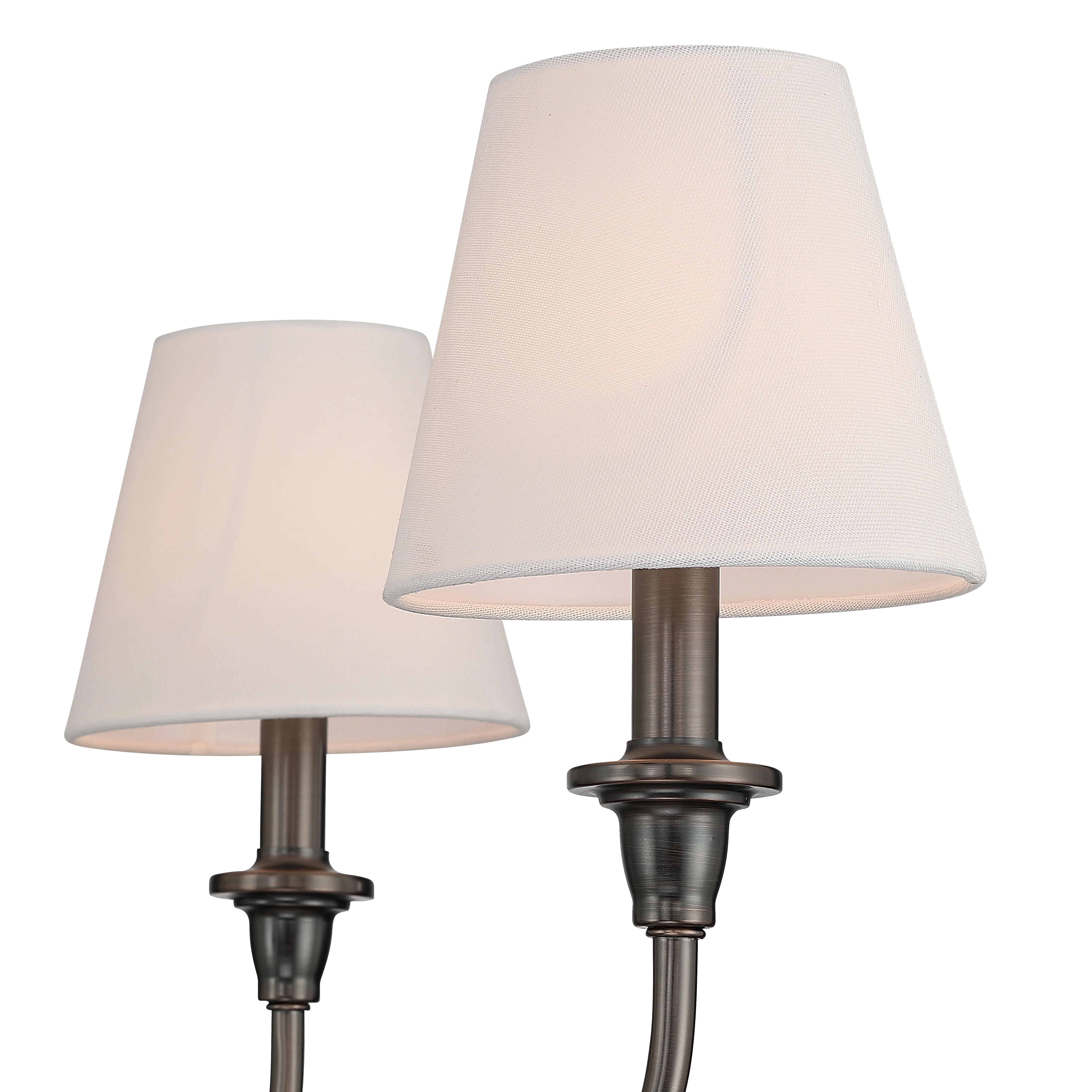 Cambria 6-Light Chandelier in Oil Rubbed Bronze & White Shades - Image 6