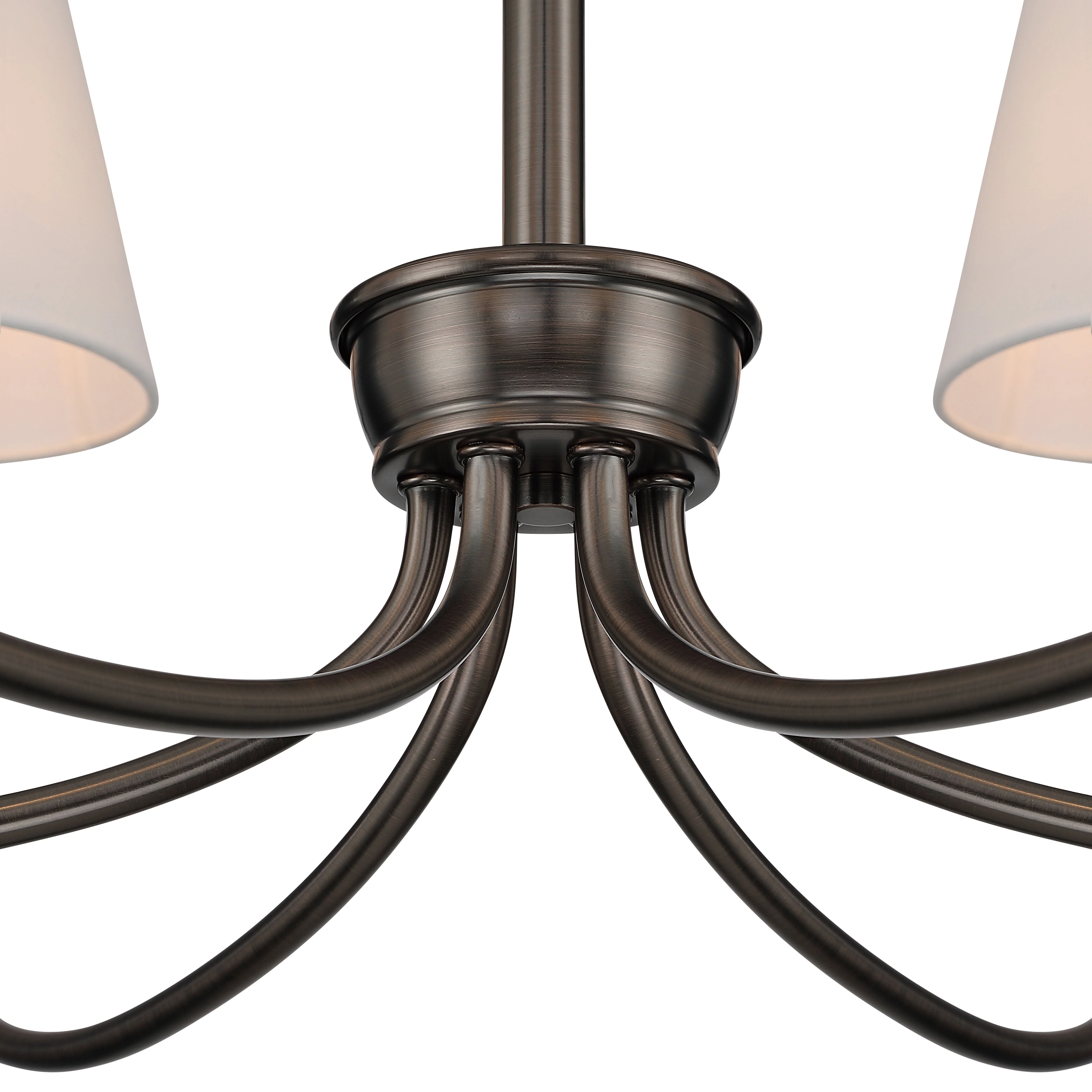 Cambria 6-Light Chandelier in Oil Rubbed Bronze & White Shades - Image 8
