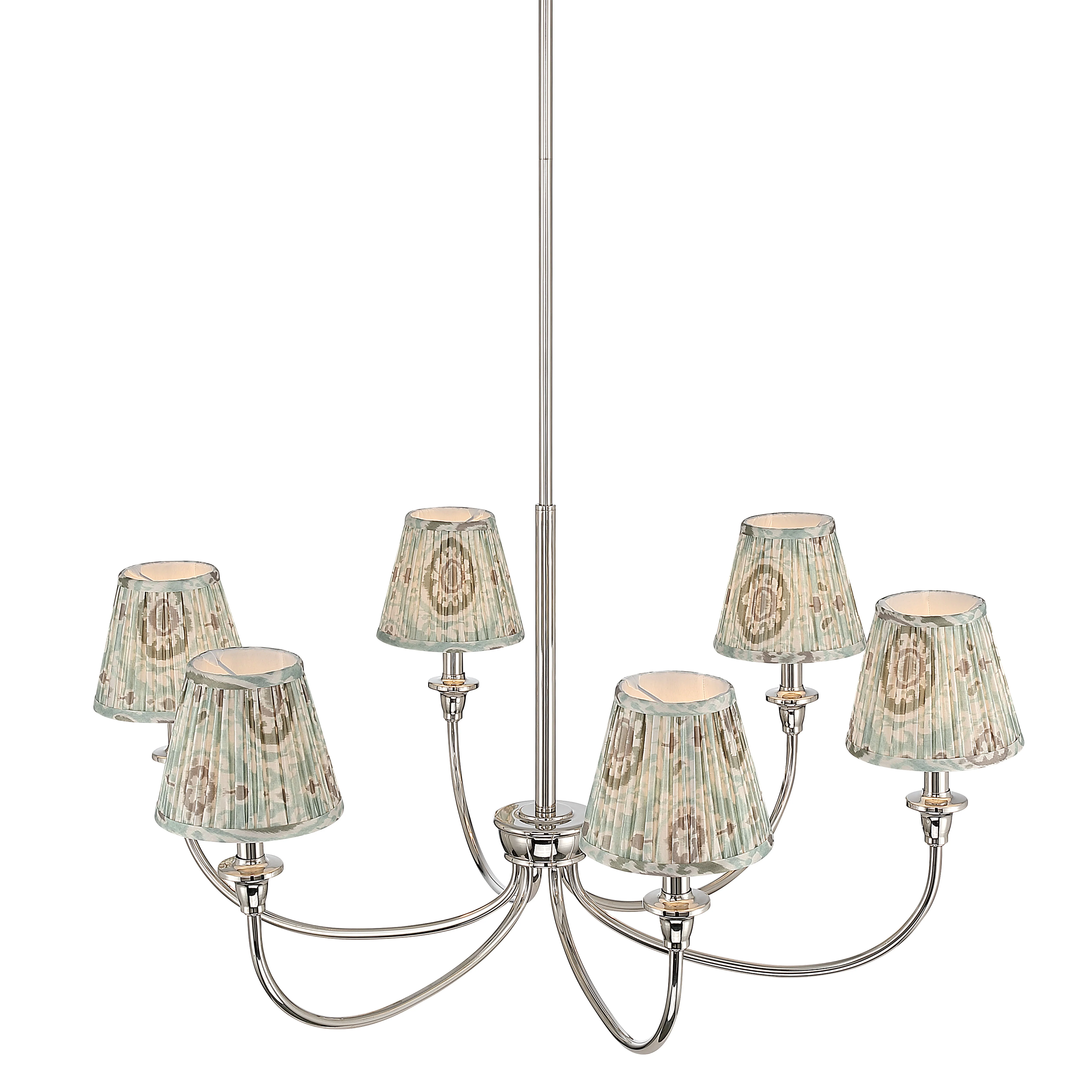 Cambria 6-light Chandelier in Polished Nickel with Aqua Verde Shades - Image 2