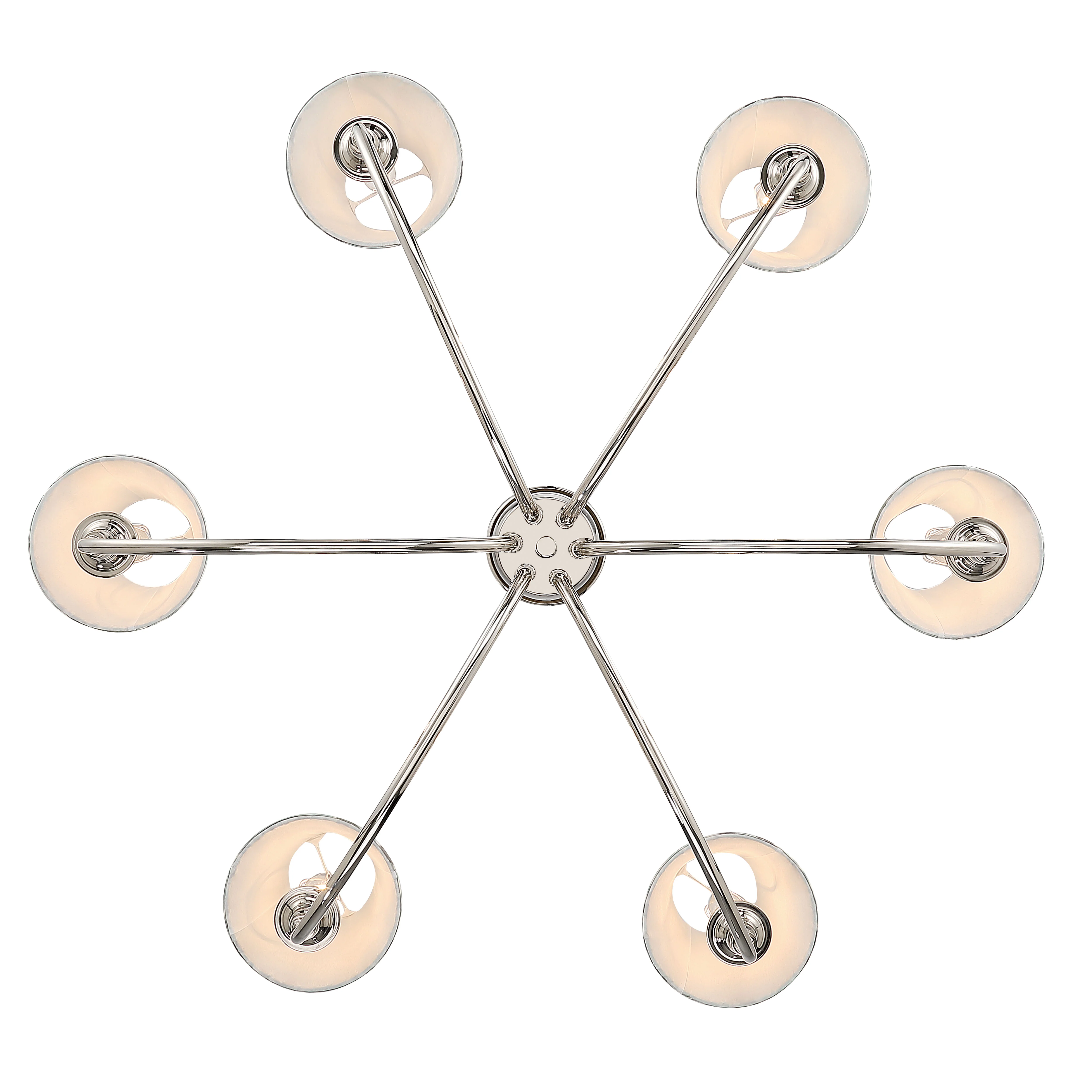 Cambria 6-light Chandelier in Polished Nickel with Aqua Verde Shades - Image 3