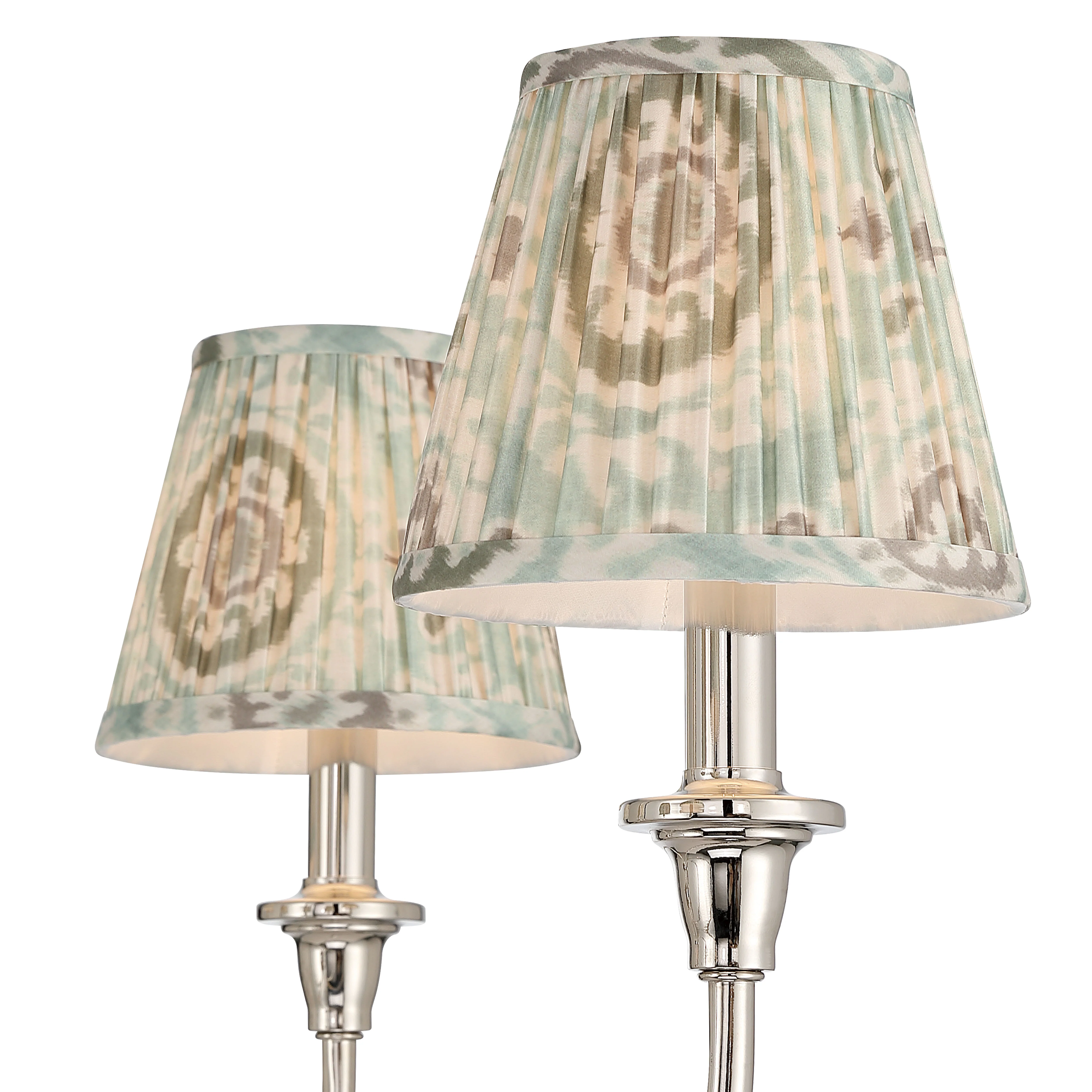 Cambria 6-light Chandelier in Polished Nickel with Aqua Verde Shades - Image 5