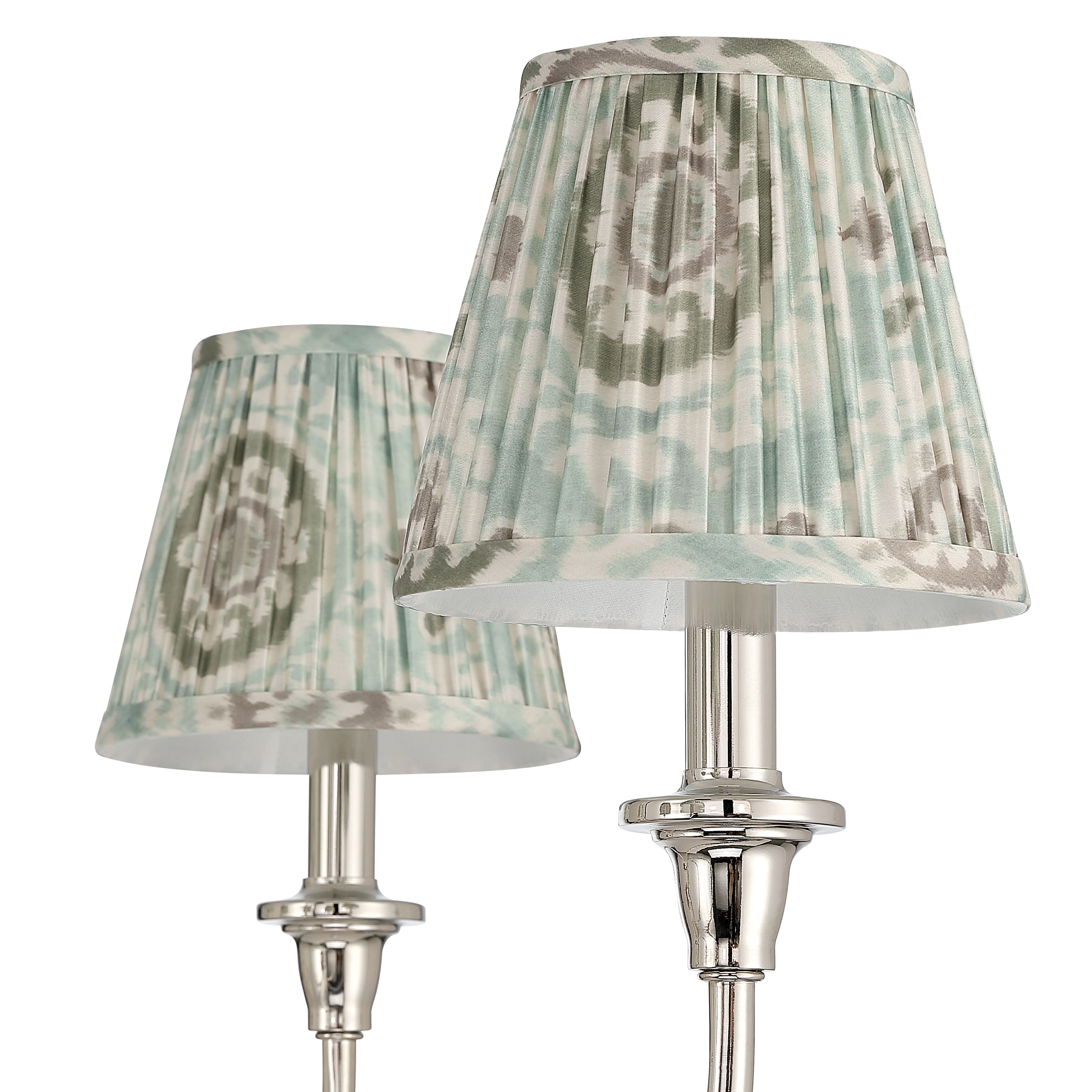 Cambria 6-light Chandelier in Polished Nickel with Aqua Verde Shades - Image 6