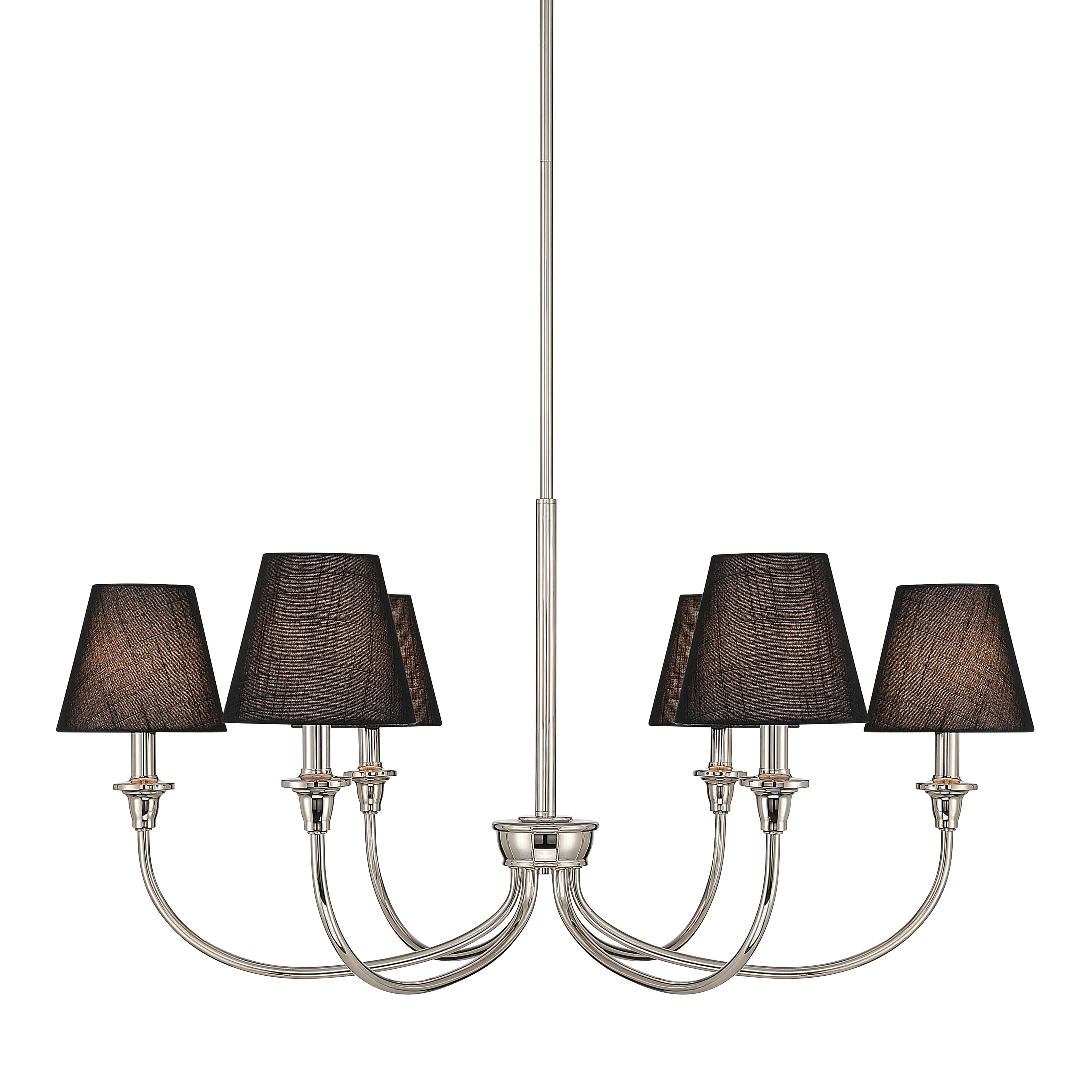 Cambria 6-light Chandelier in Polished Nickel with Black Shades