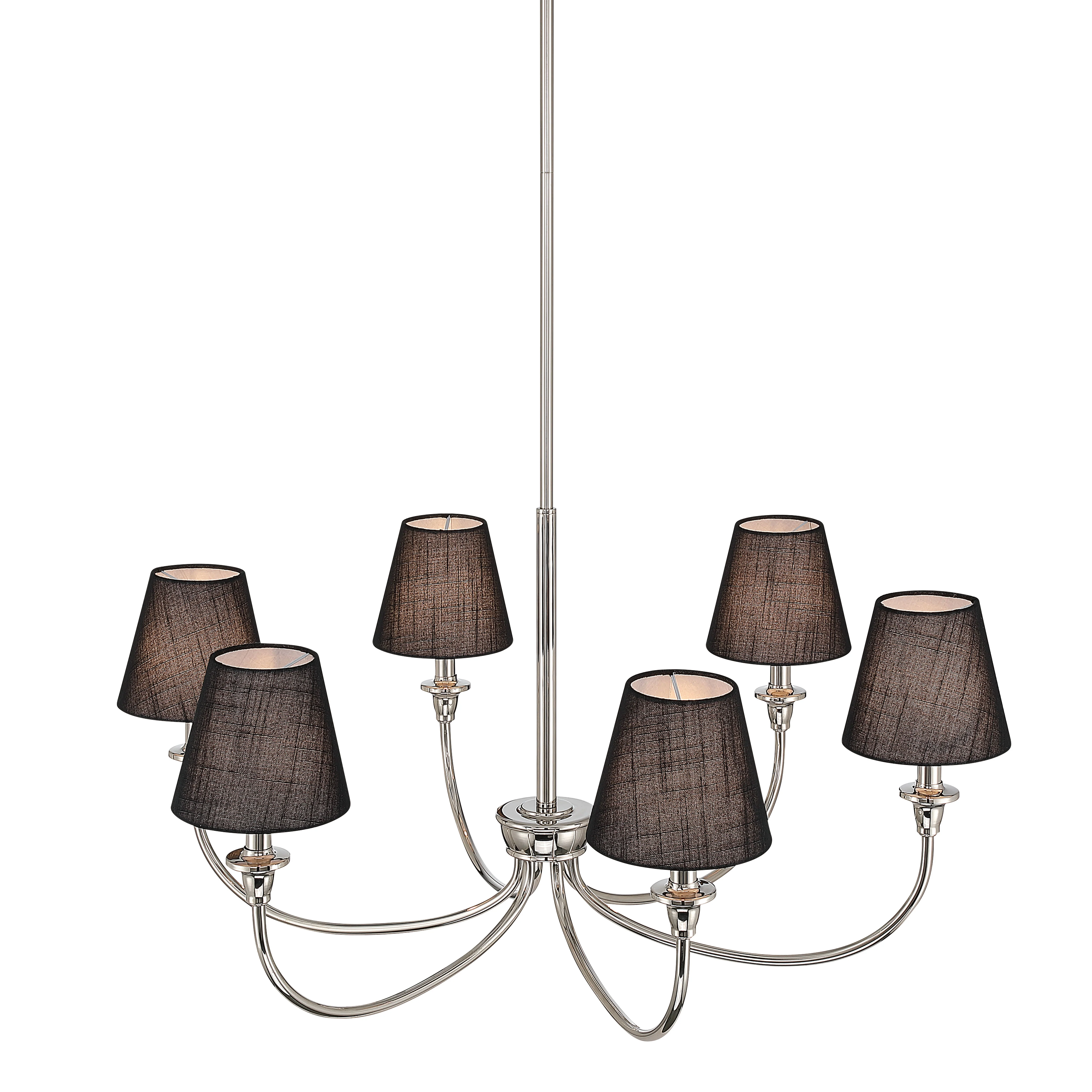 Cambria 6-light Chandelier in Polished Nickel with Black Shades - Image 3
