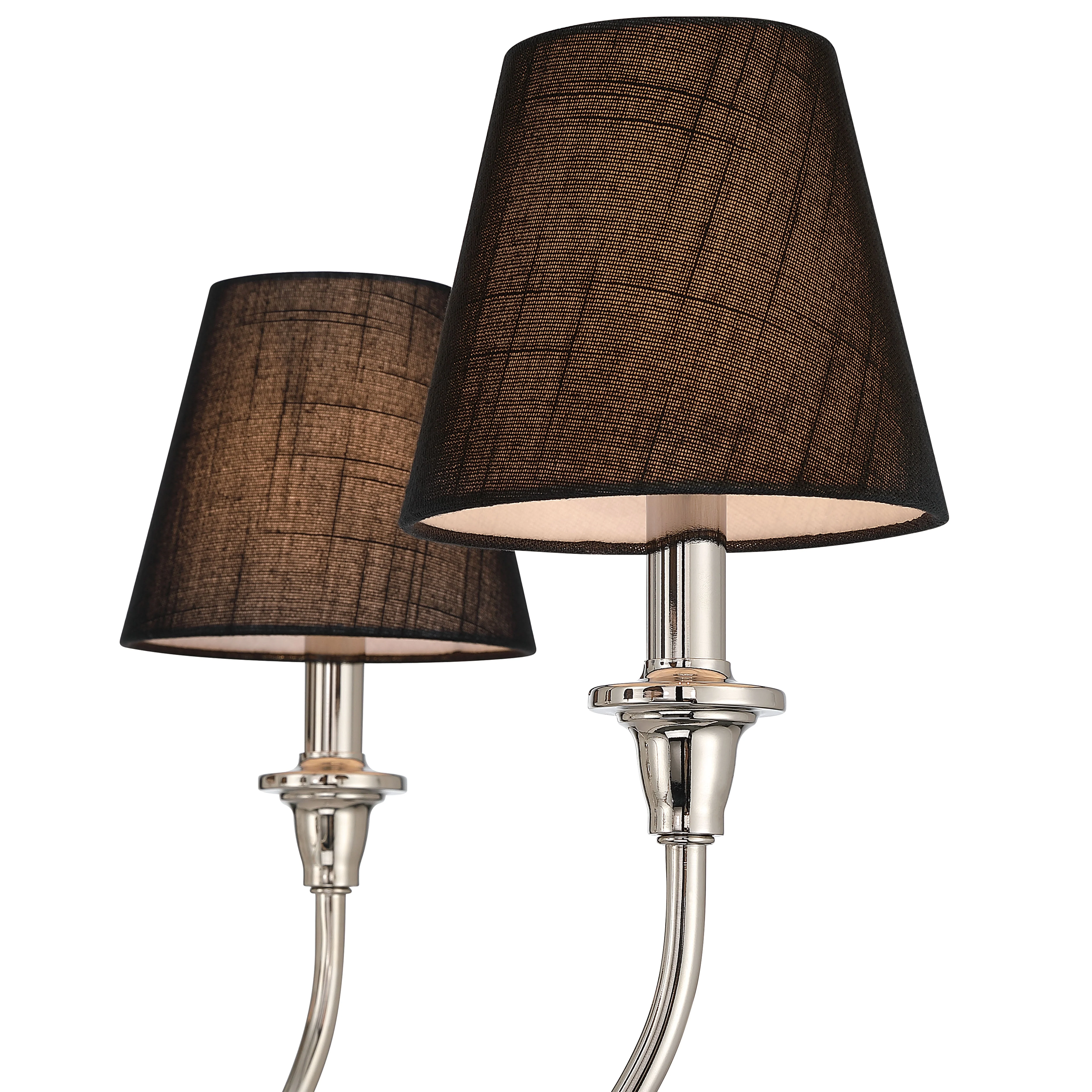 Cambria 6-light Chandelier in Polished Nickel with Black Shades - Image 6