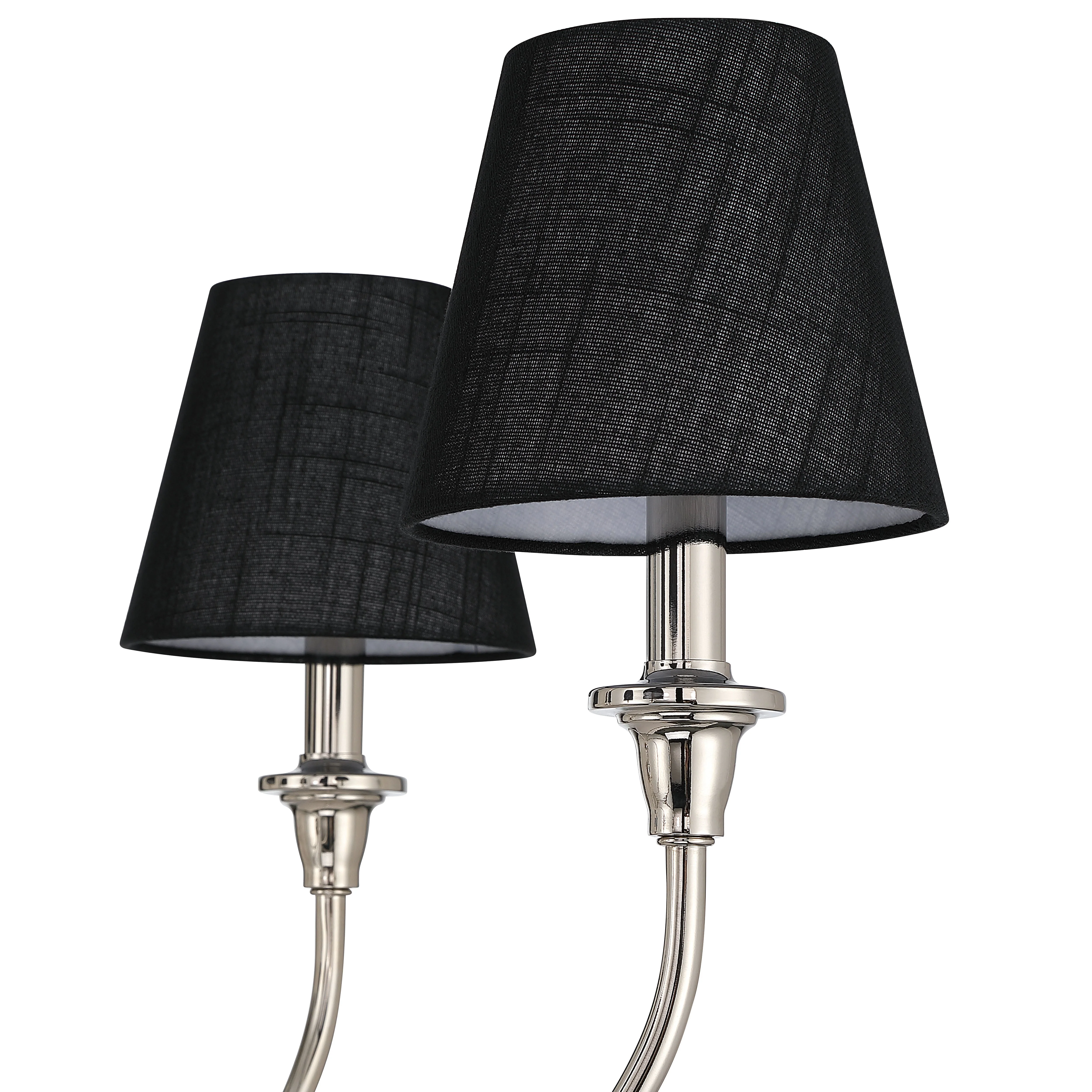 Cambria 6-light Chandelier in Polished Nickel with Black Shades - Image 7