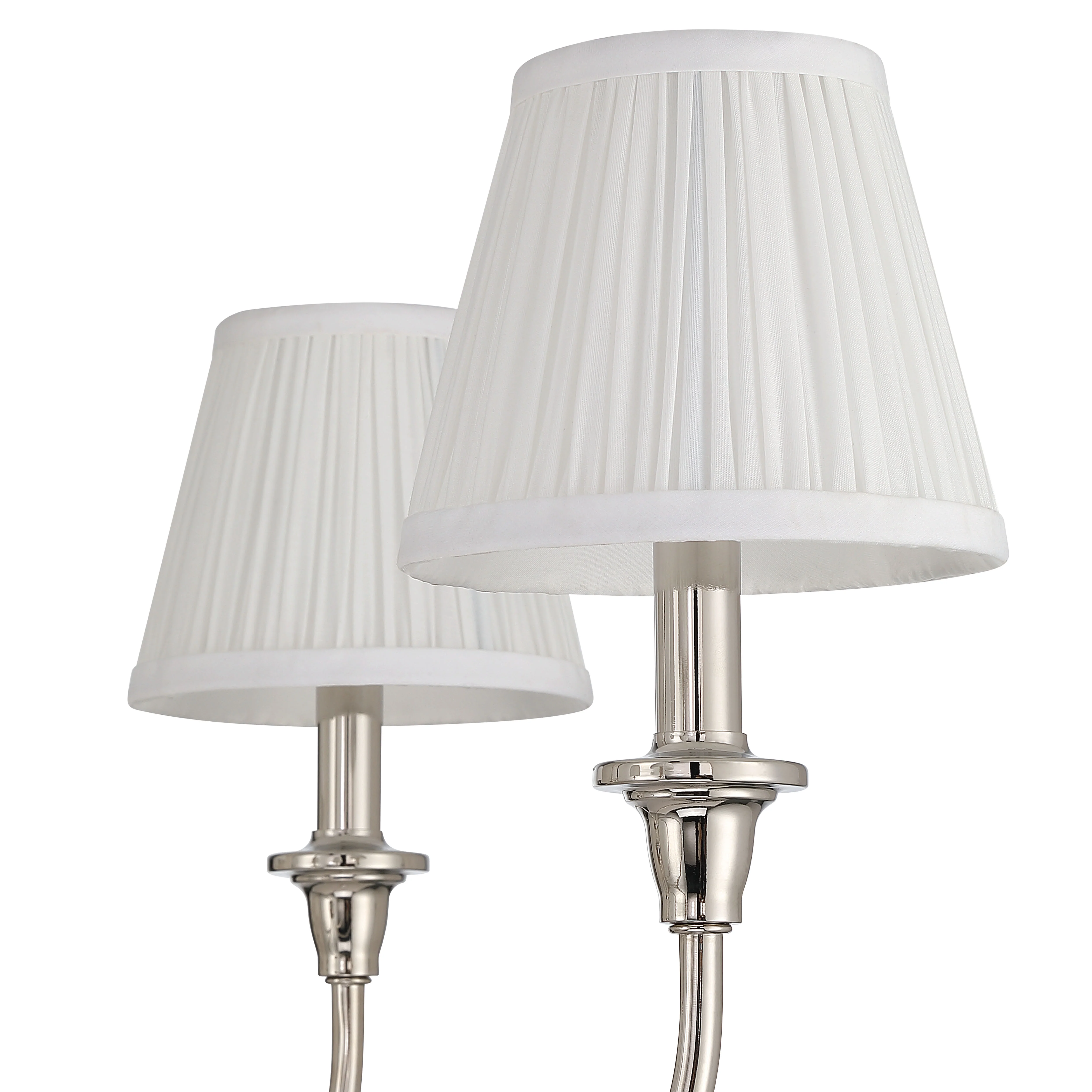 Cambria 6-light Chandelier in Polished Nickel Gathered White Shades - Image 7