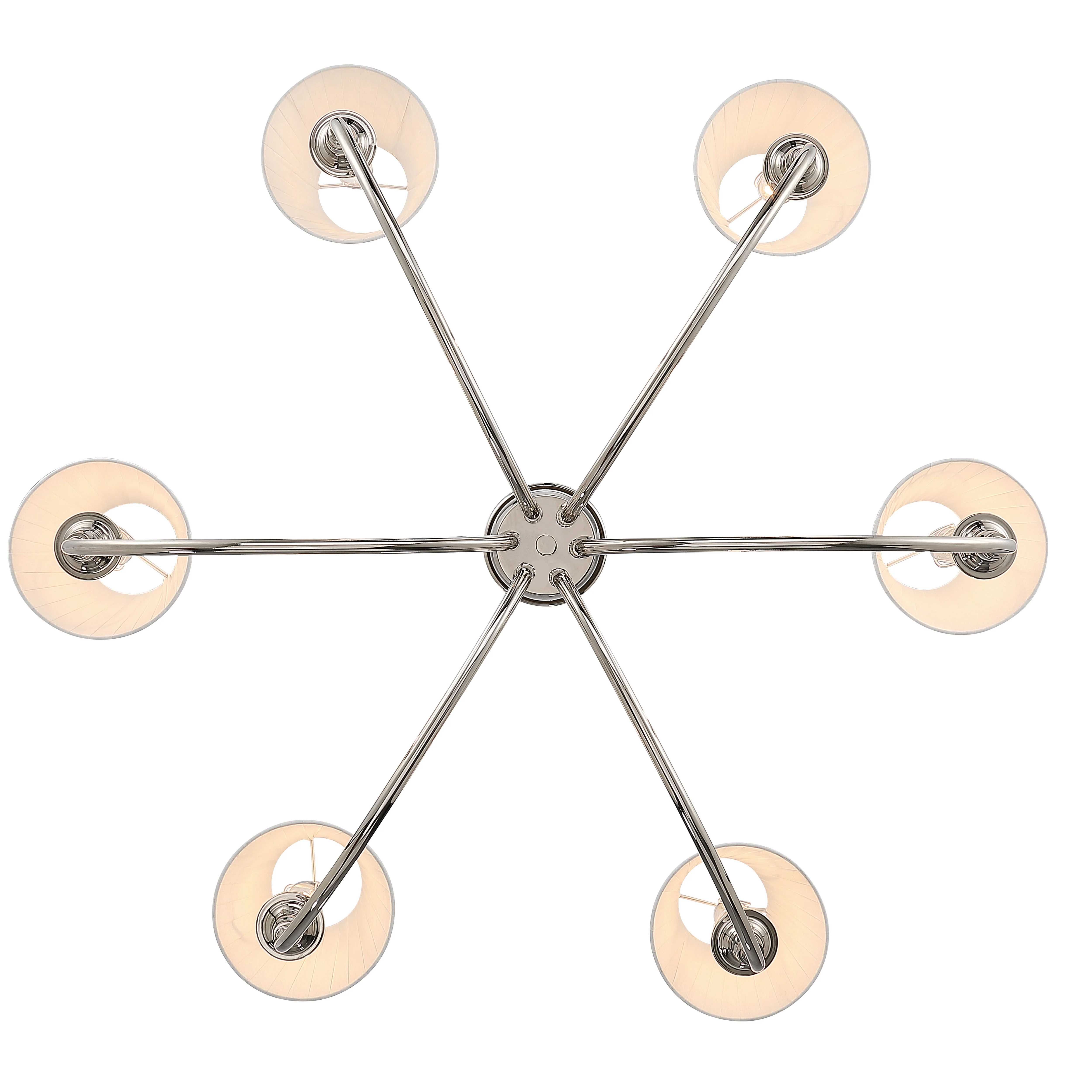 Cambria 6-light Chandelier in Polished Nickel & Pleated White Shades - Image 5