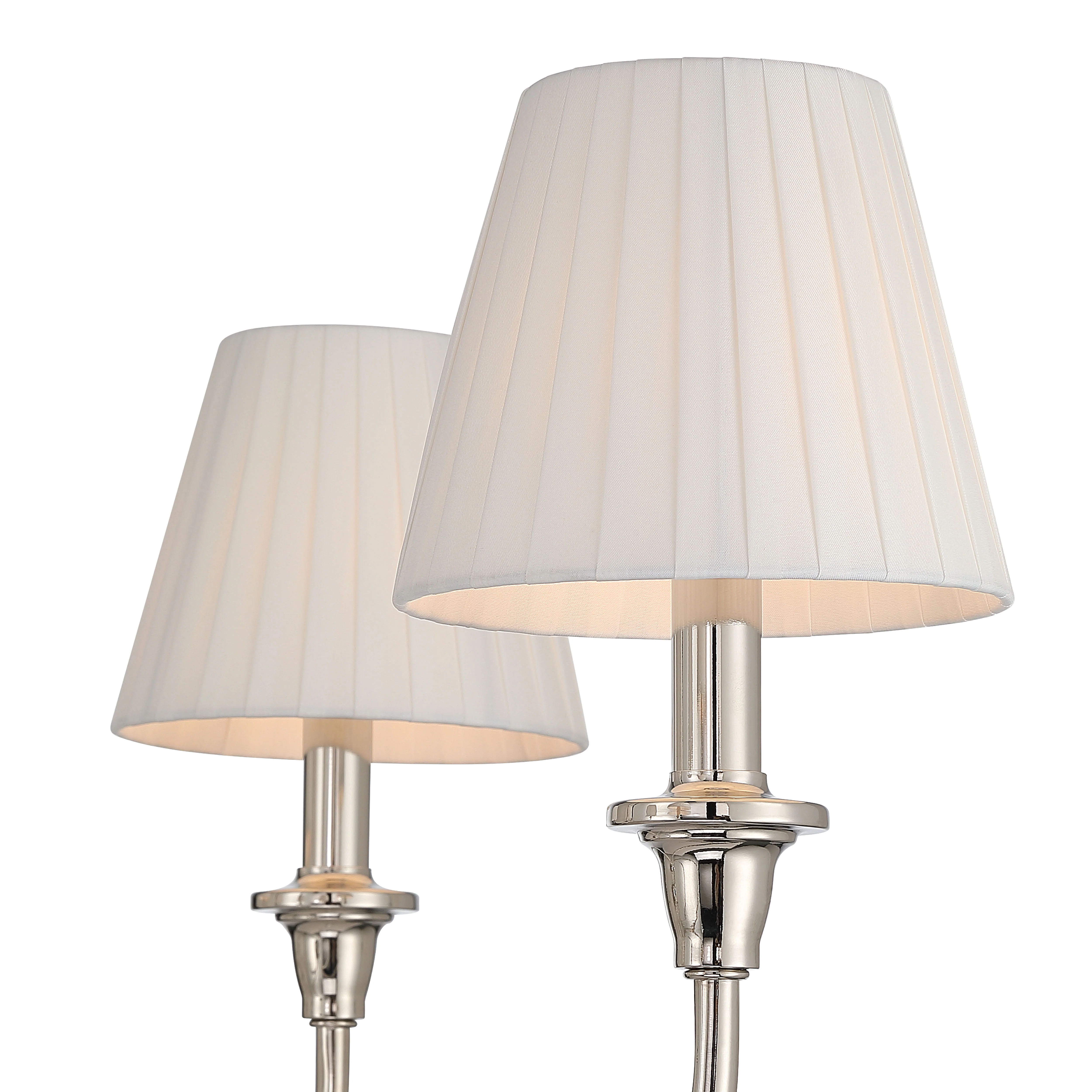 Cambria 6-light Chandelier in Polished Nickel & Pleated White Shades - Image 7