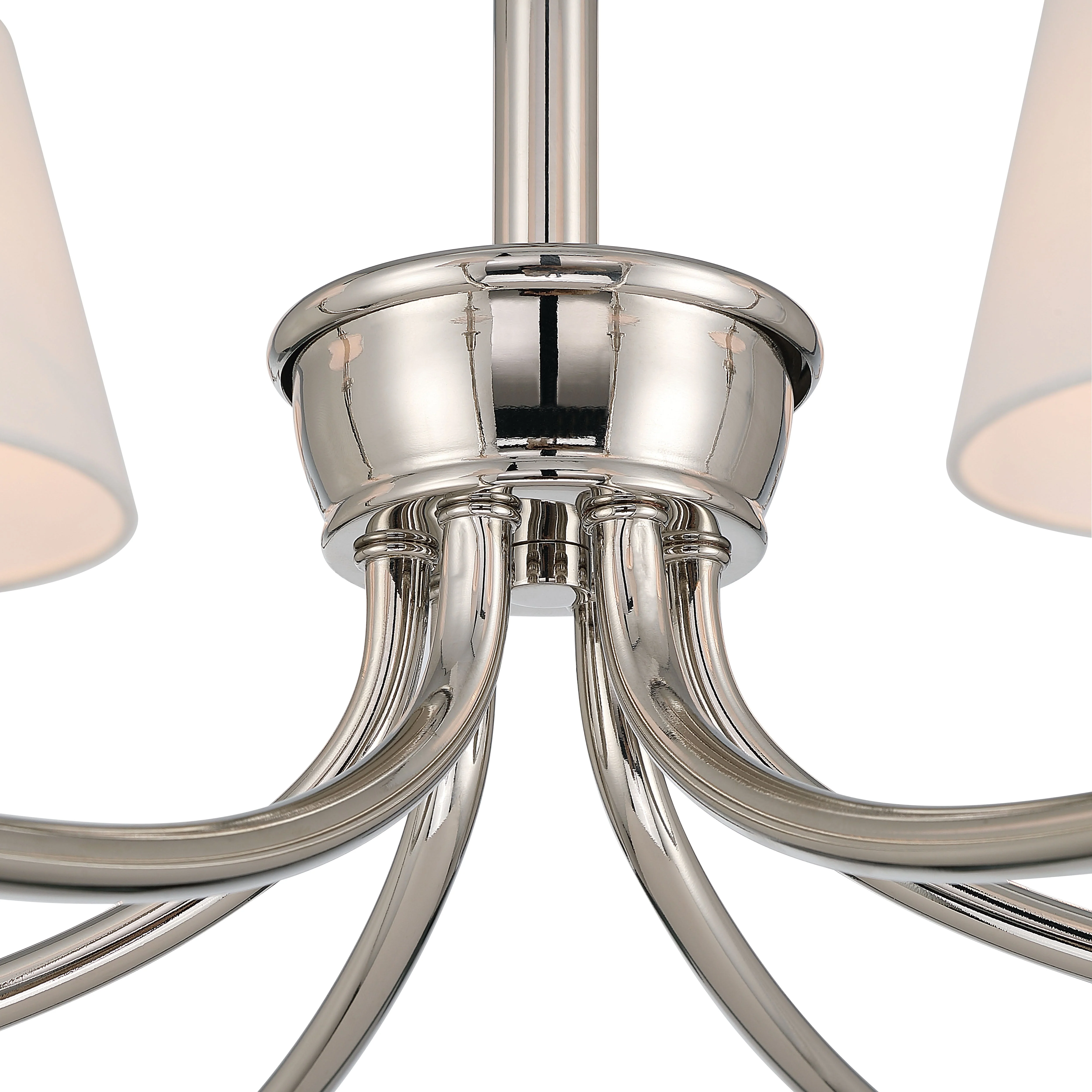 Cambria 6-light Chandelier in Polished Nickel with White Shades - Image 8