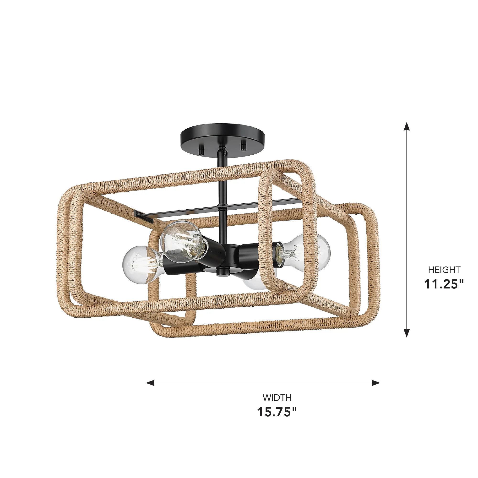 Camden 4-light Semi-Flush Mount in Matte Black - Image 8