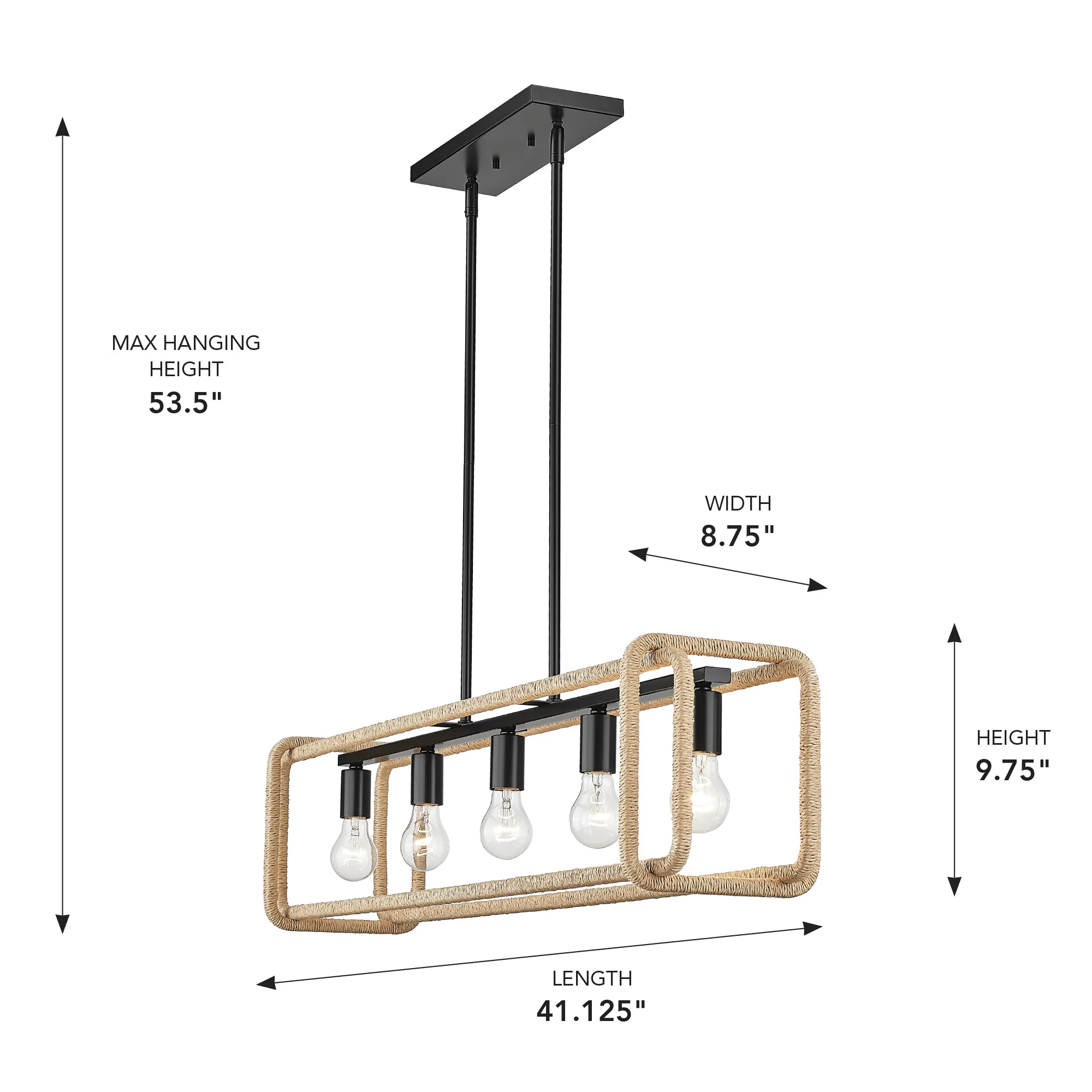 Camden 5-light Island Light in Matte Black - Image 7