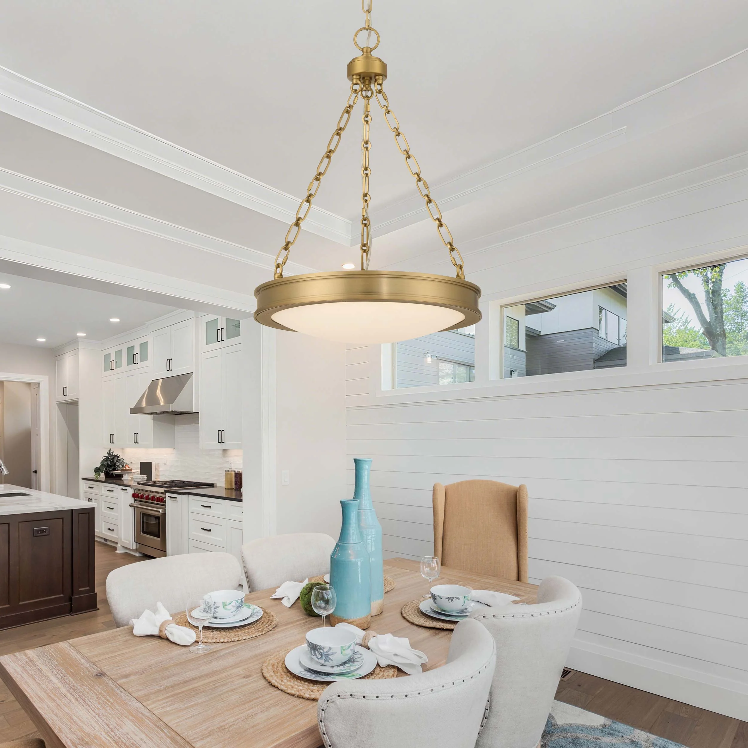 Cameron Integrated LED 17in Pendant in Brushed Champagne Brass with Etched Glass - Image 9