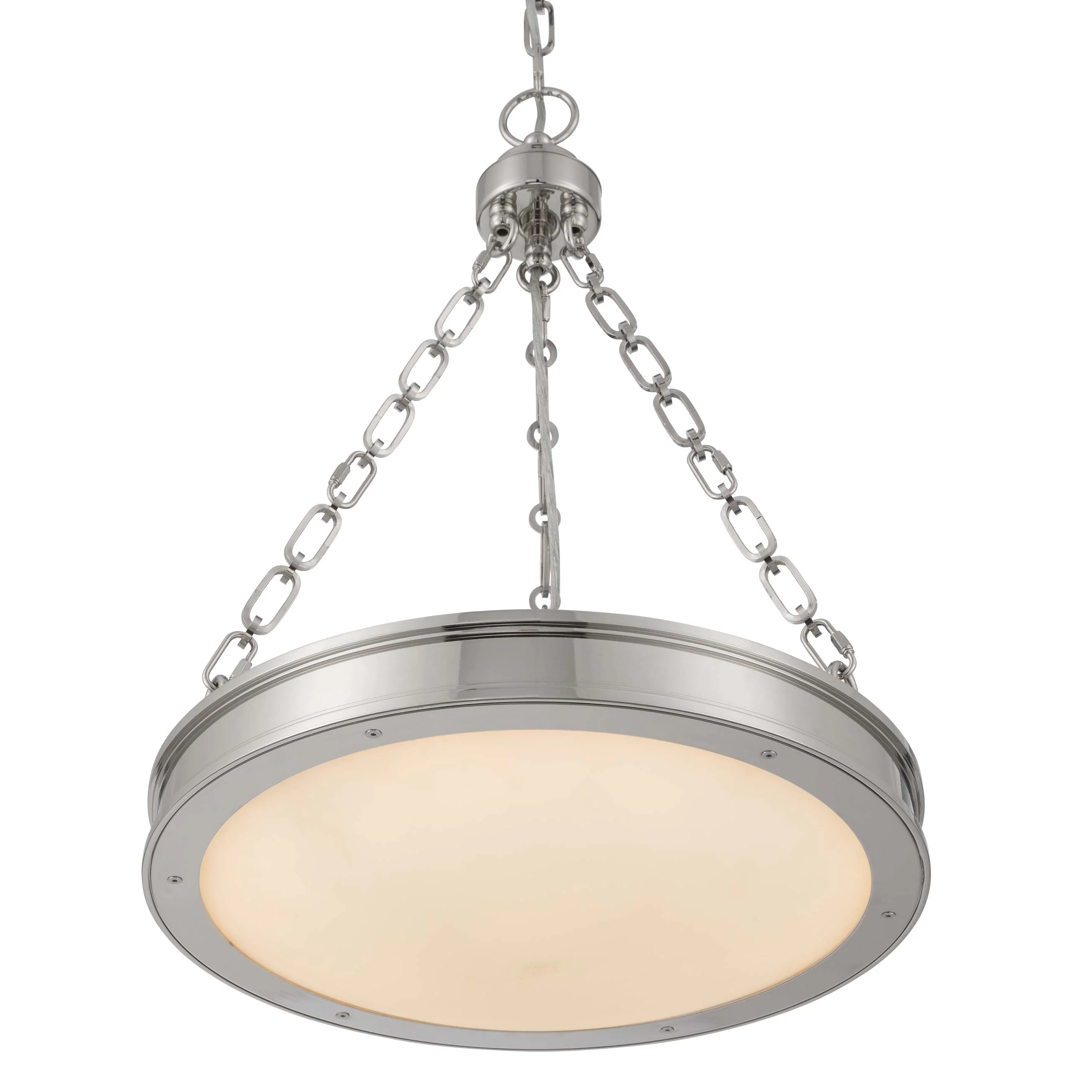 Cameron Integrated LED 17in Pendant in Polished Nickel with Etched Glass