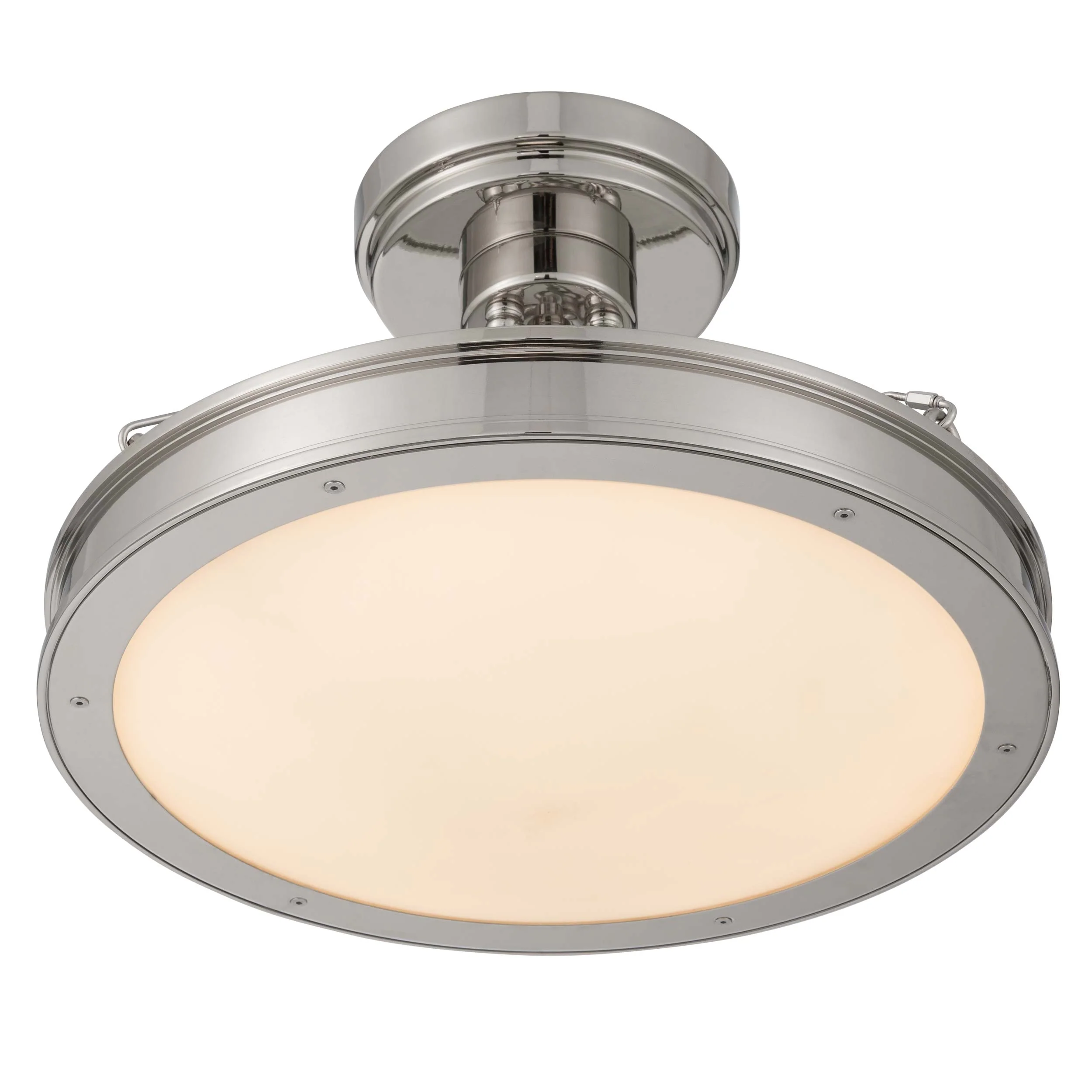 Cameron LED 17in Semi-Flush Mount in Polished Nickel with Etched Glass - Image 3