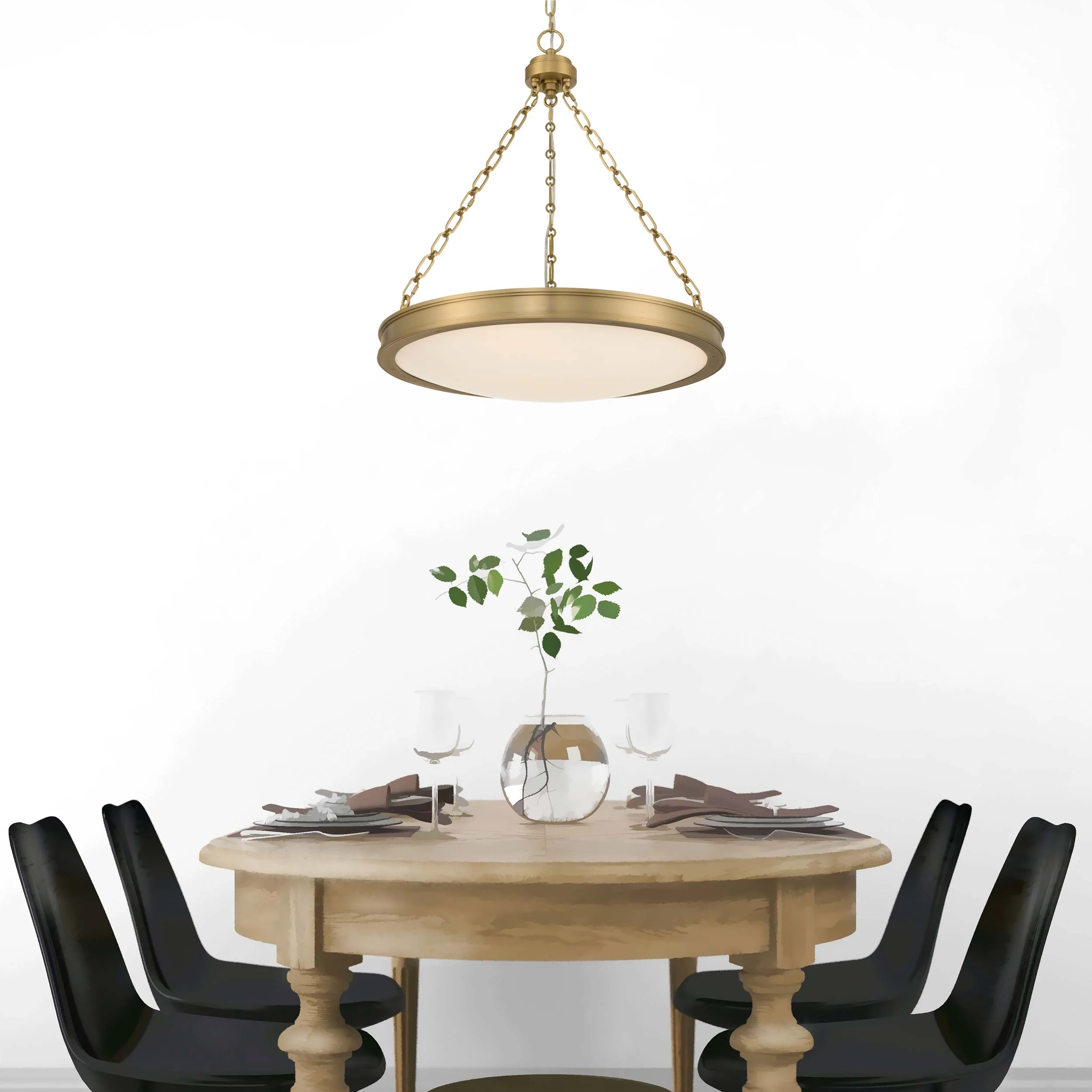 Cameron Integrated LED 24in Pendant in Brushed Champagne Brass with Etched Glass - Image 10