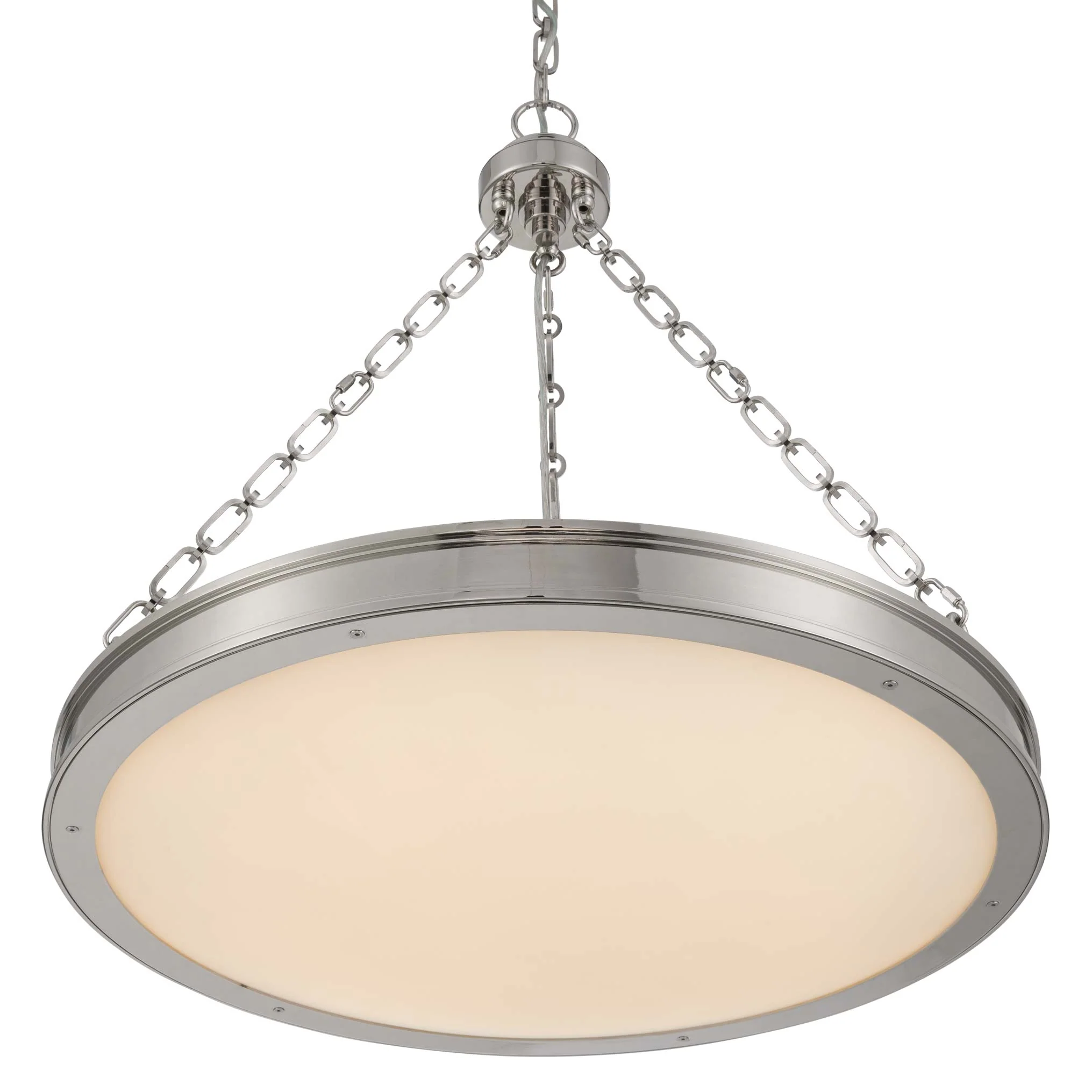 Cameron Integrated LED 24in Pendant in Polished Nickel with Etched Glass