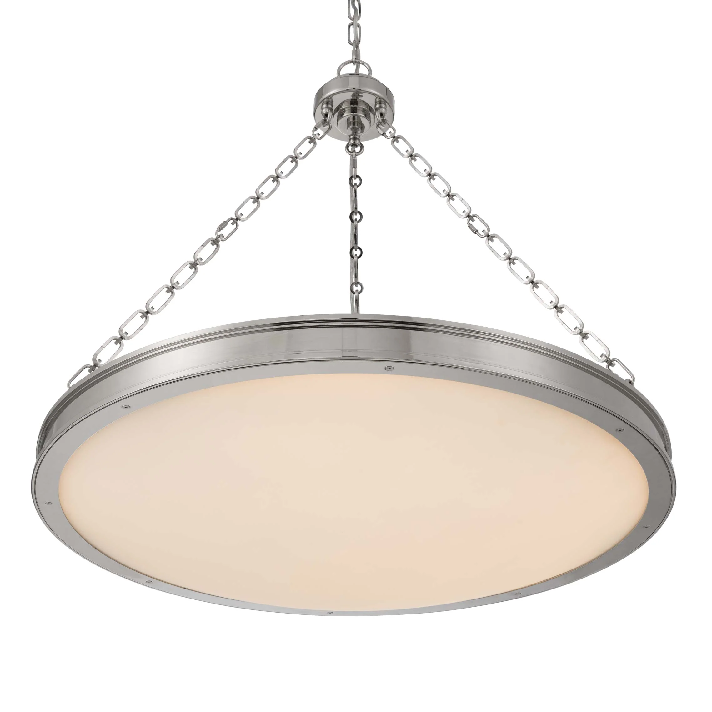 Cameron Integrated LED 30in Pendant in Polished Nickel with Etched Glass