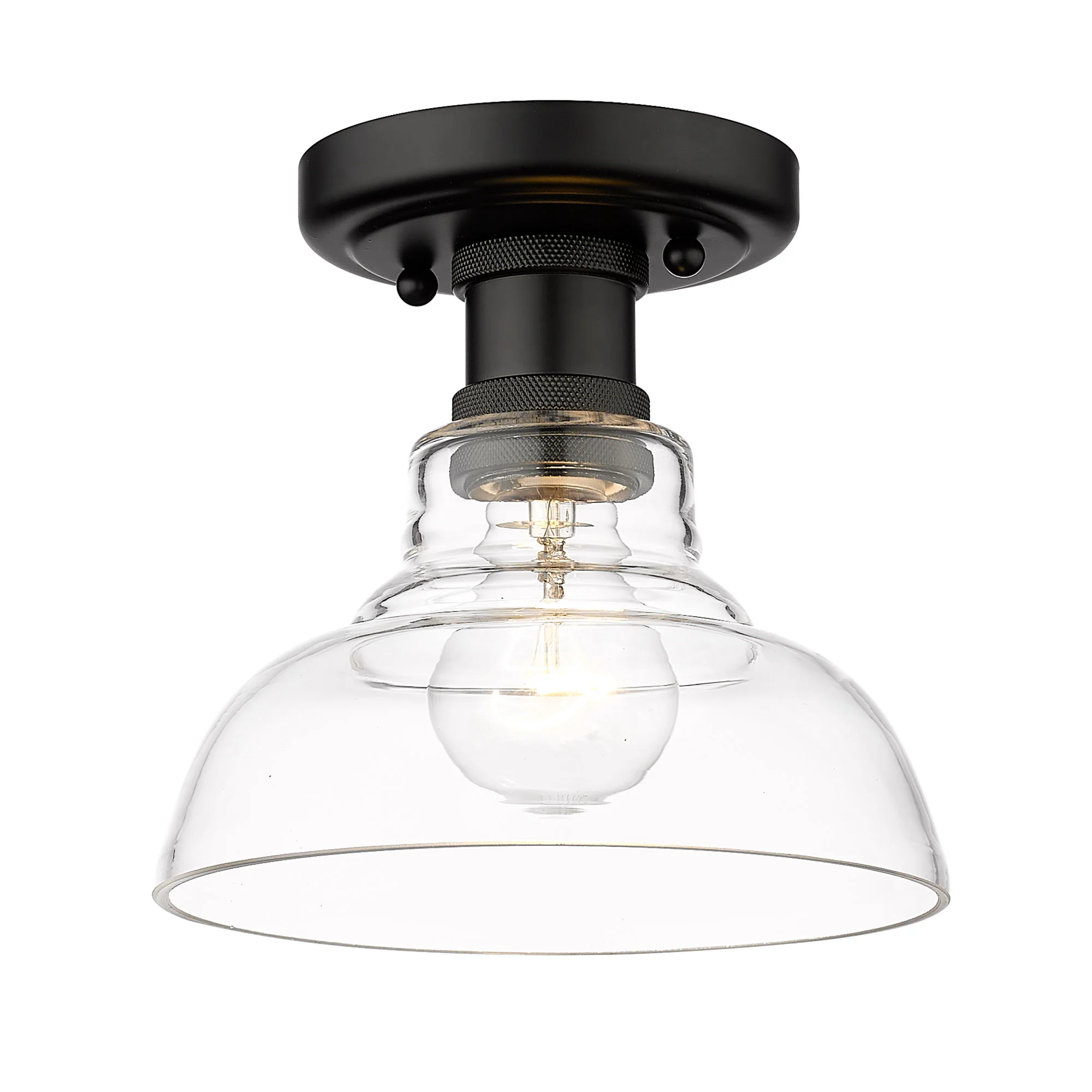 Carver 1-light Flush Mount in Matte Black and Clear Glass