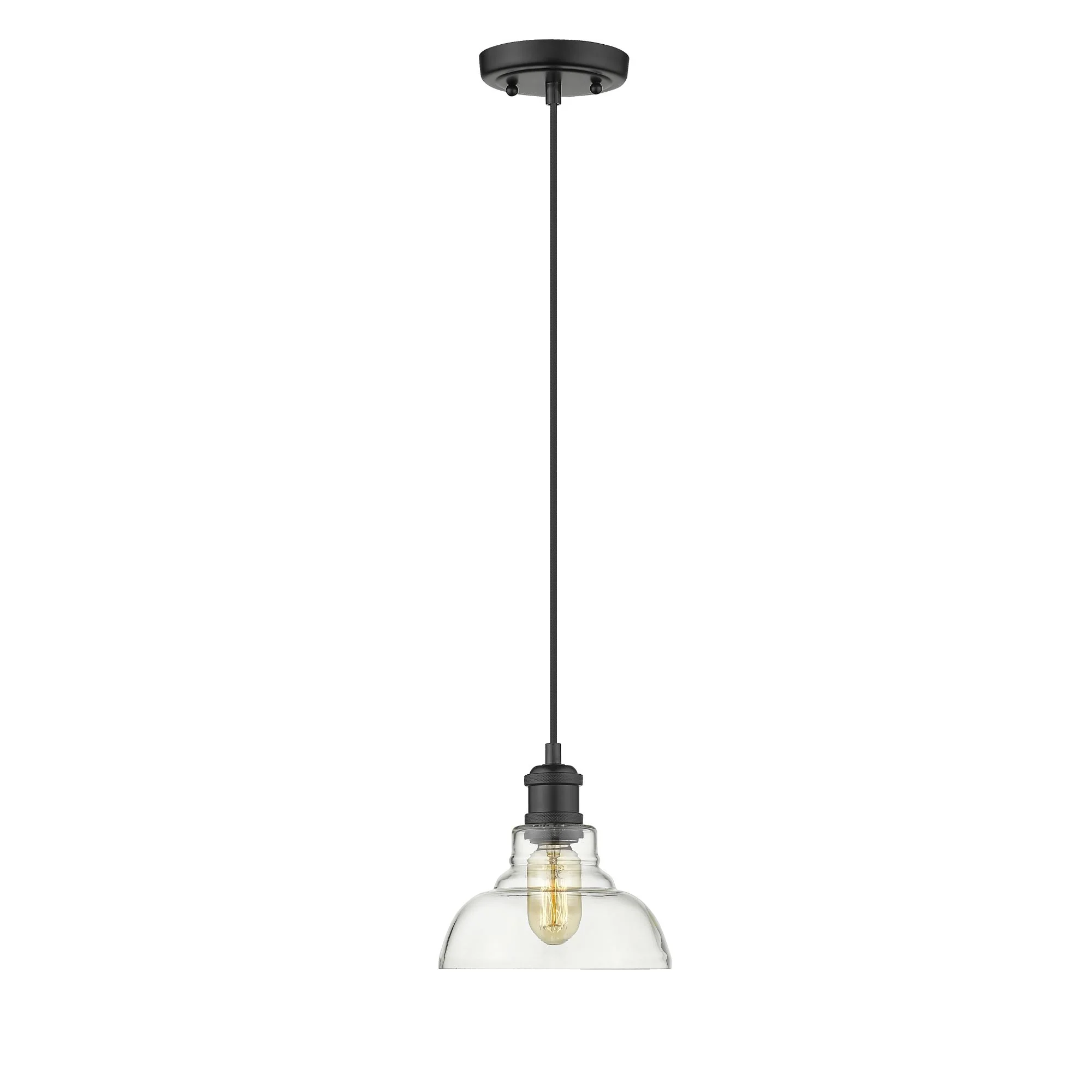 Carver 1-light Pendant in Matte Black and Clear Glass - Image 3