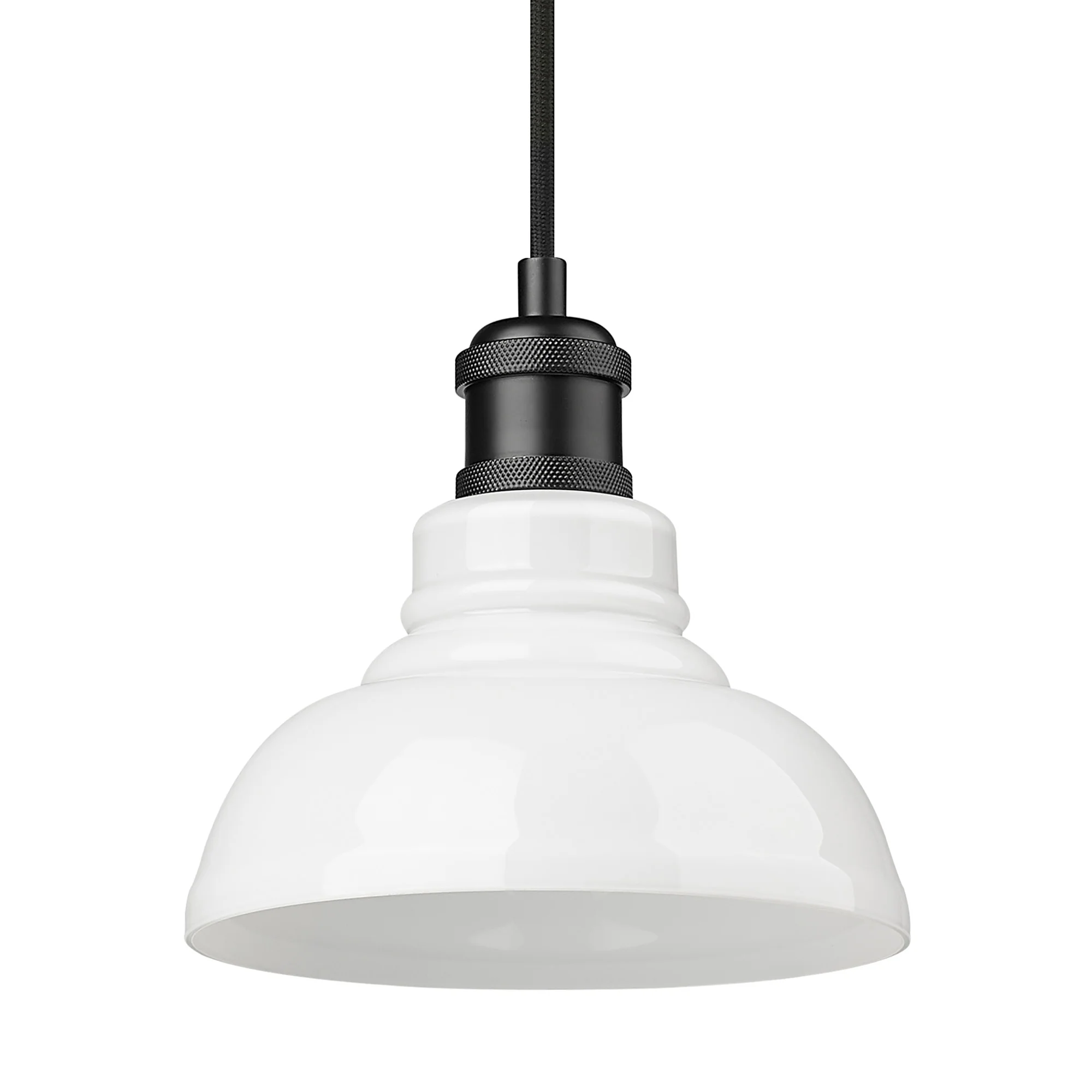 Carver 1-light Pendant in Matte Black and Vintage Milk Glass - Image 2