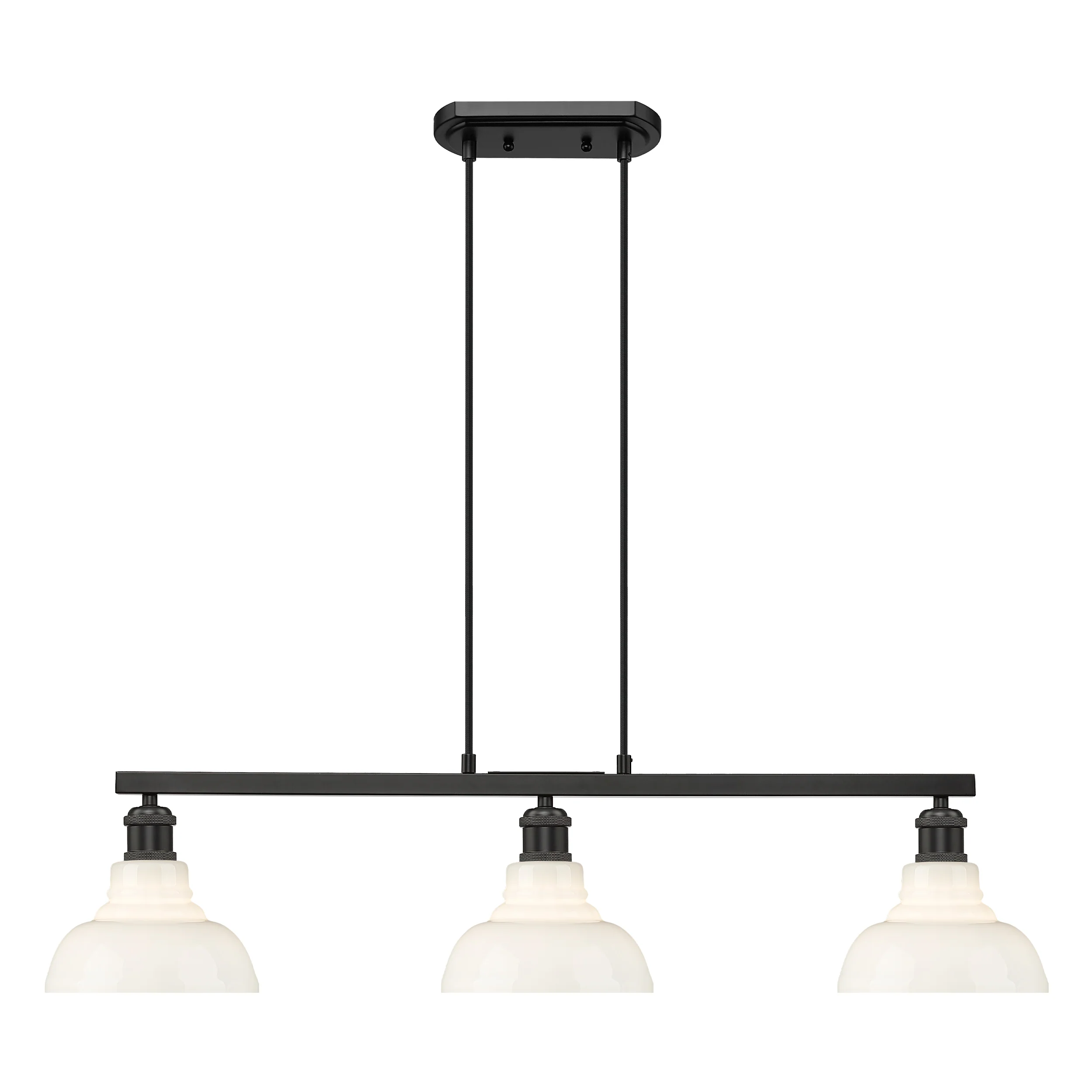 Carver 3-light Island Light in Matte Black and Vintage Milk Glass