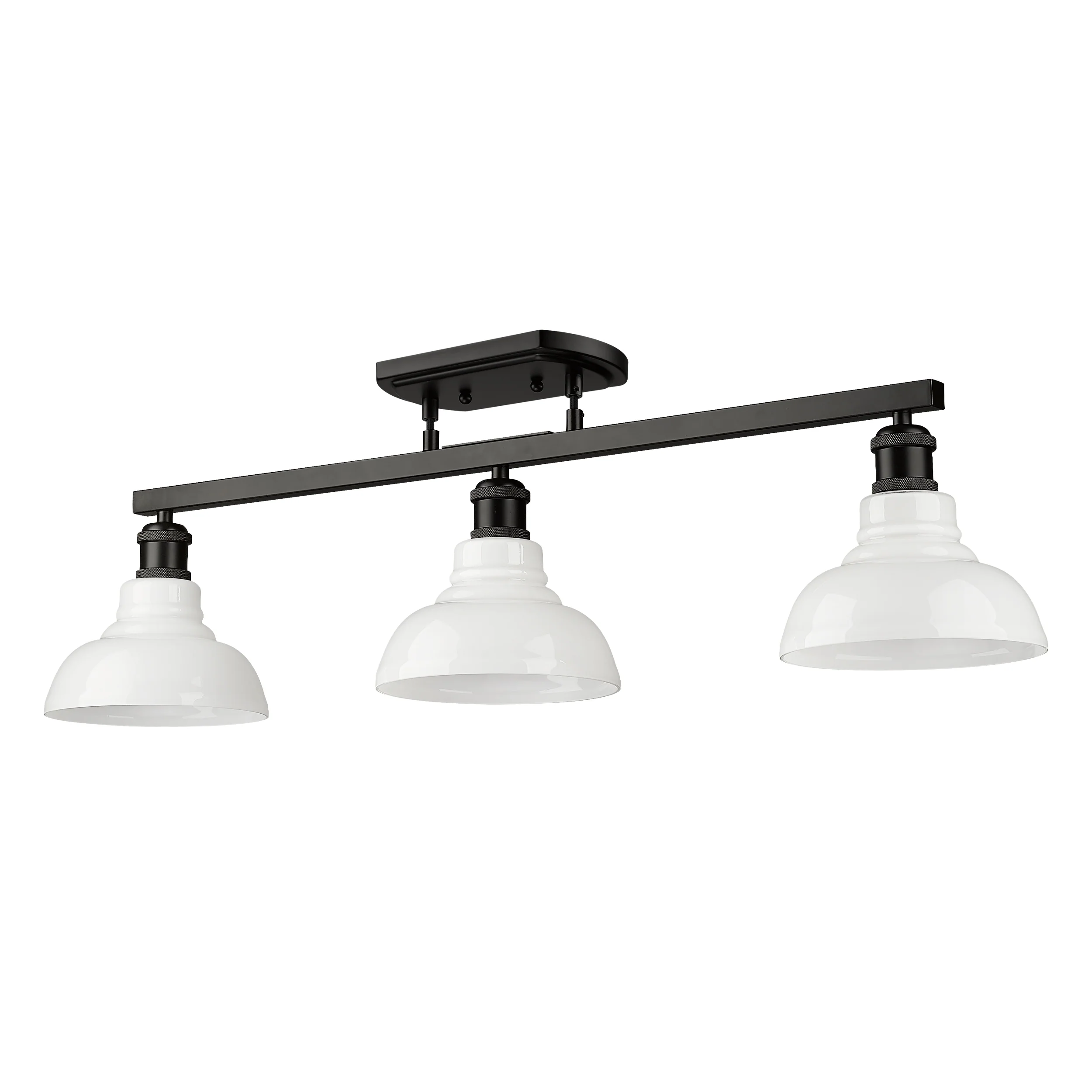 Carver 3-light Semi-Flush Mount in Matte Black and Vintage Milk Glass - Image 3
