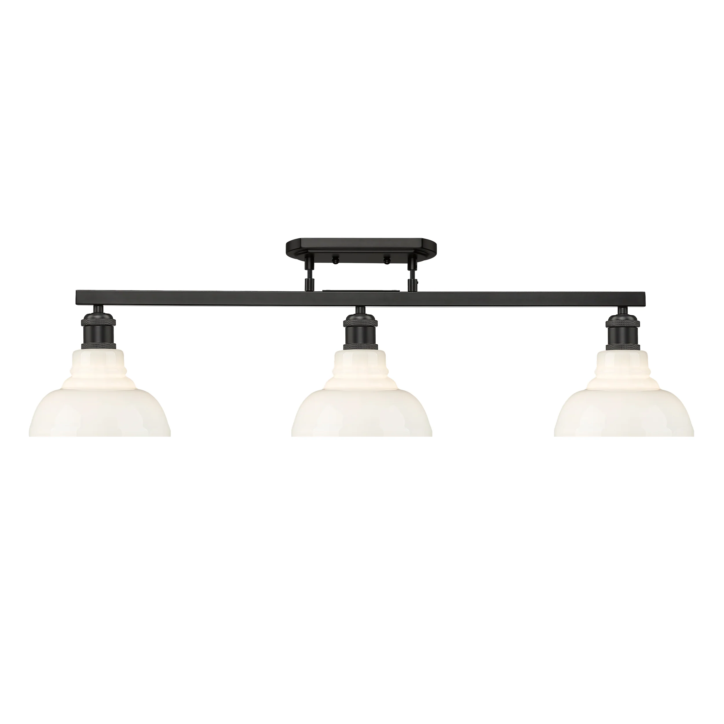 Carver 3-light Semi-Flush Mount in Matte Black and Vintage Milk Glass - Image 4