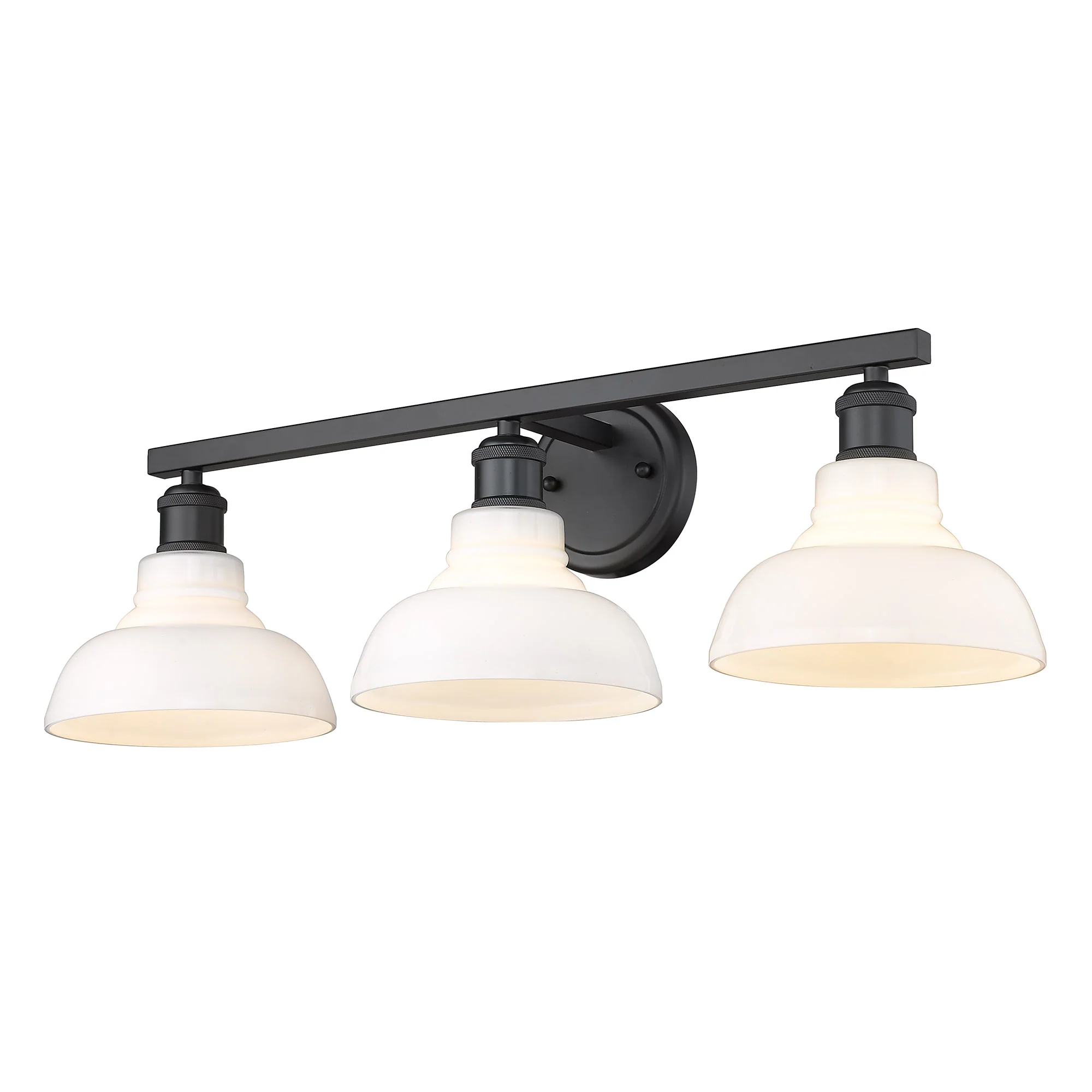 Carver 3-light Vanity in Matte Black and Vintage Milk Glass