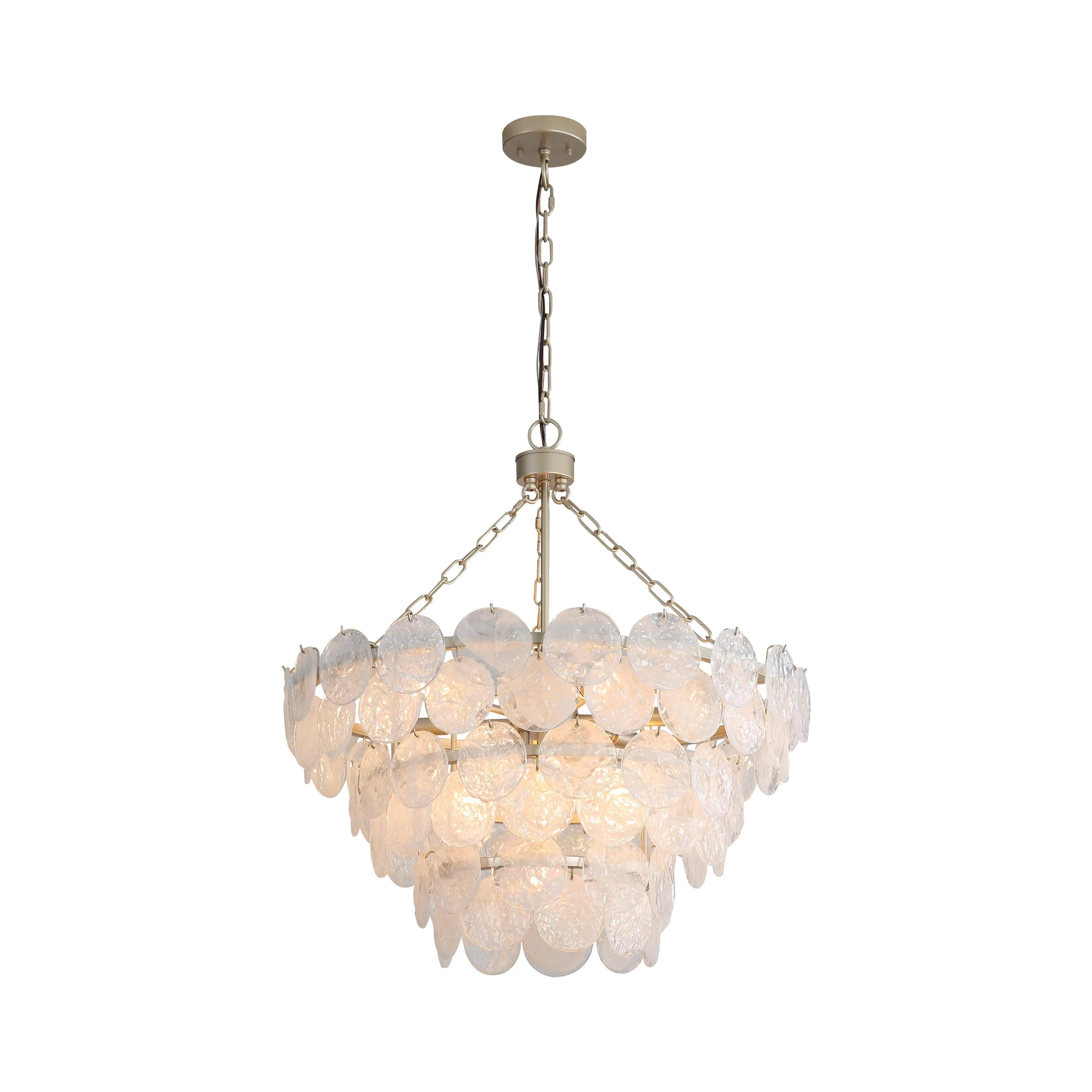 Cascada 11-light Pendant in Aegean Silver and Cirrus Cloud Glass - Image 3