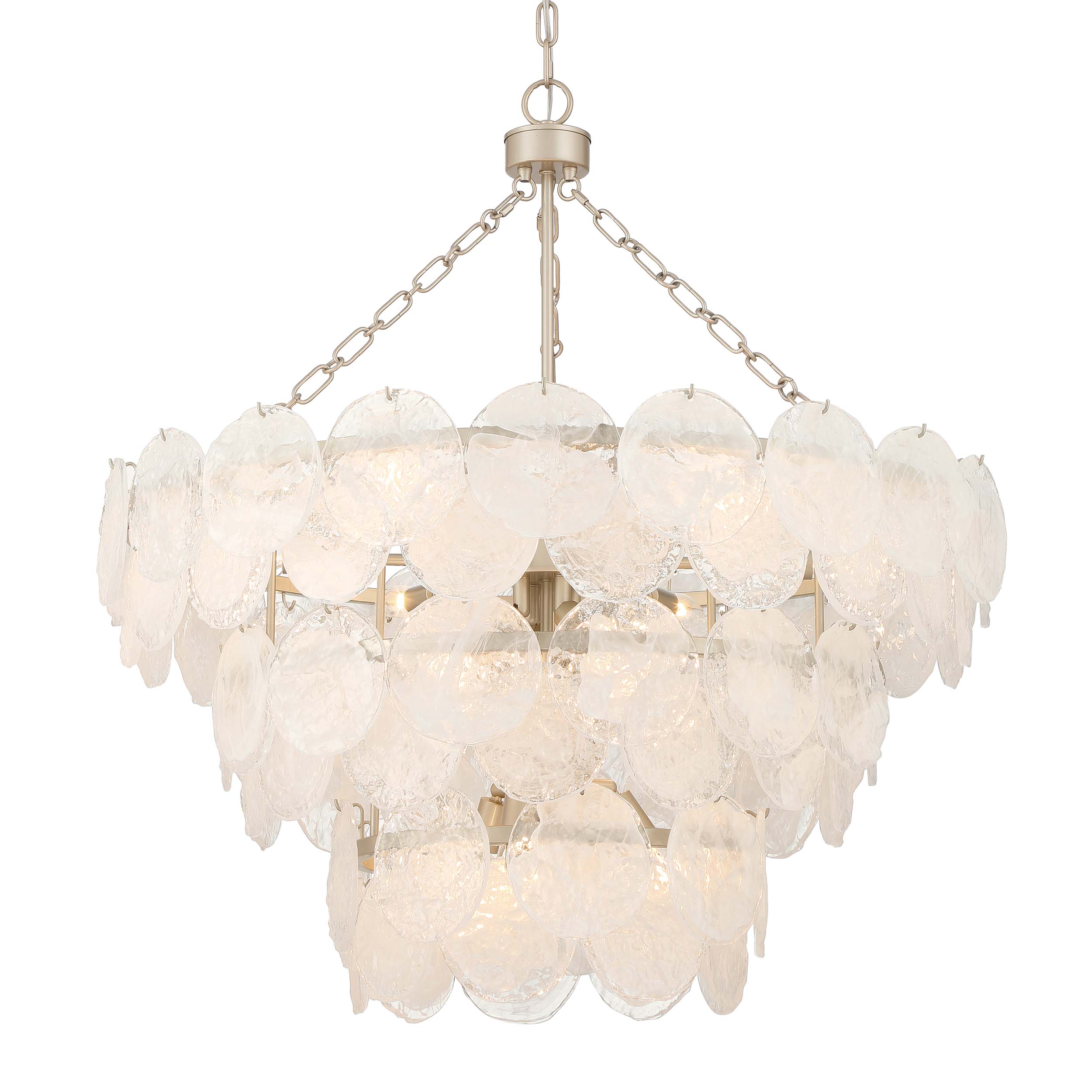 Cascada 13-light Pendant in Aegean Silver and Cirrus Cloud Glass