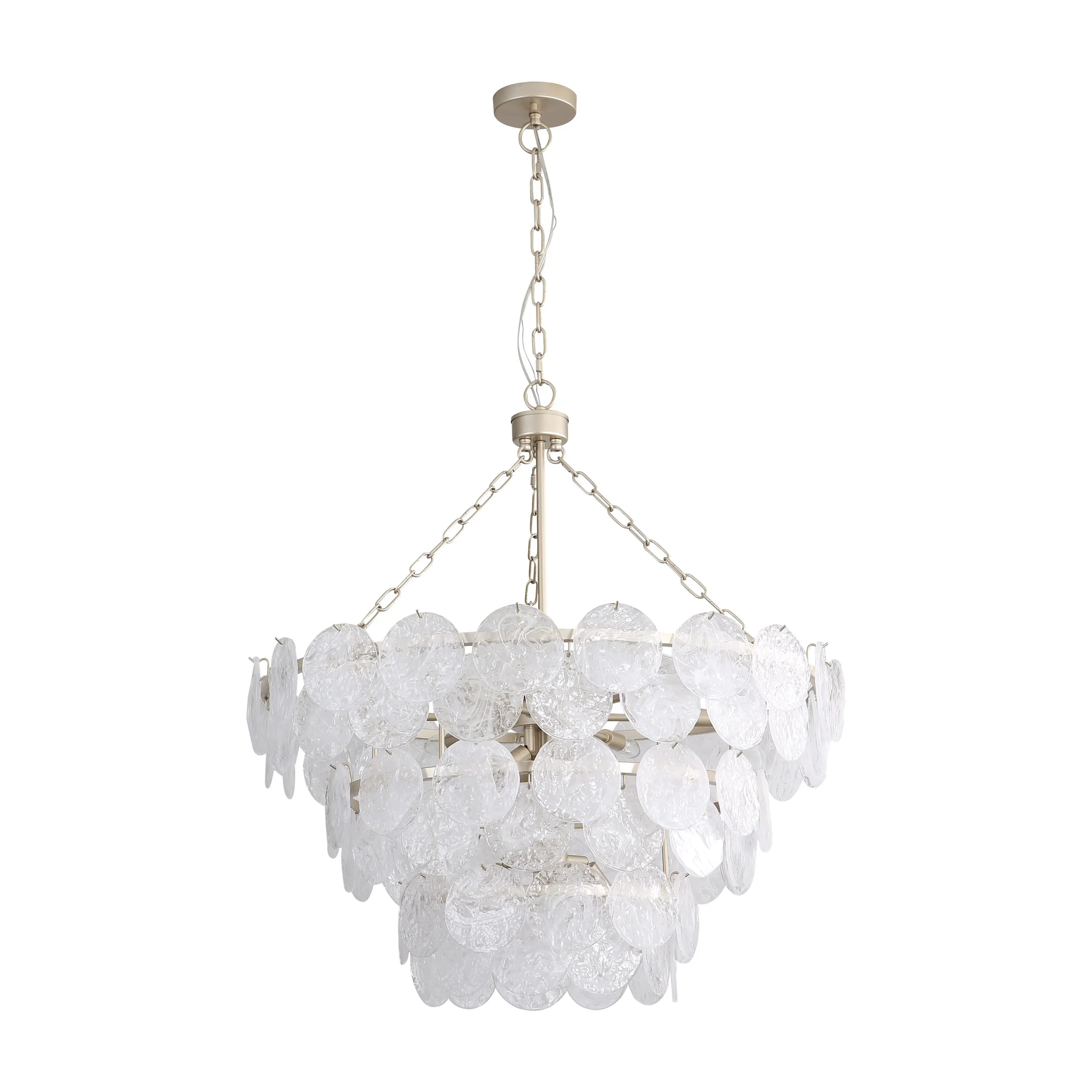 Cascada 13-light Pendant in Aegean Silver and Cirrus Cloud Glass - Image 3