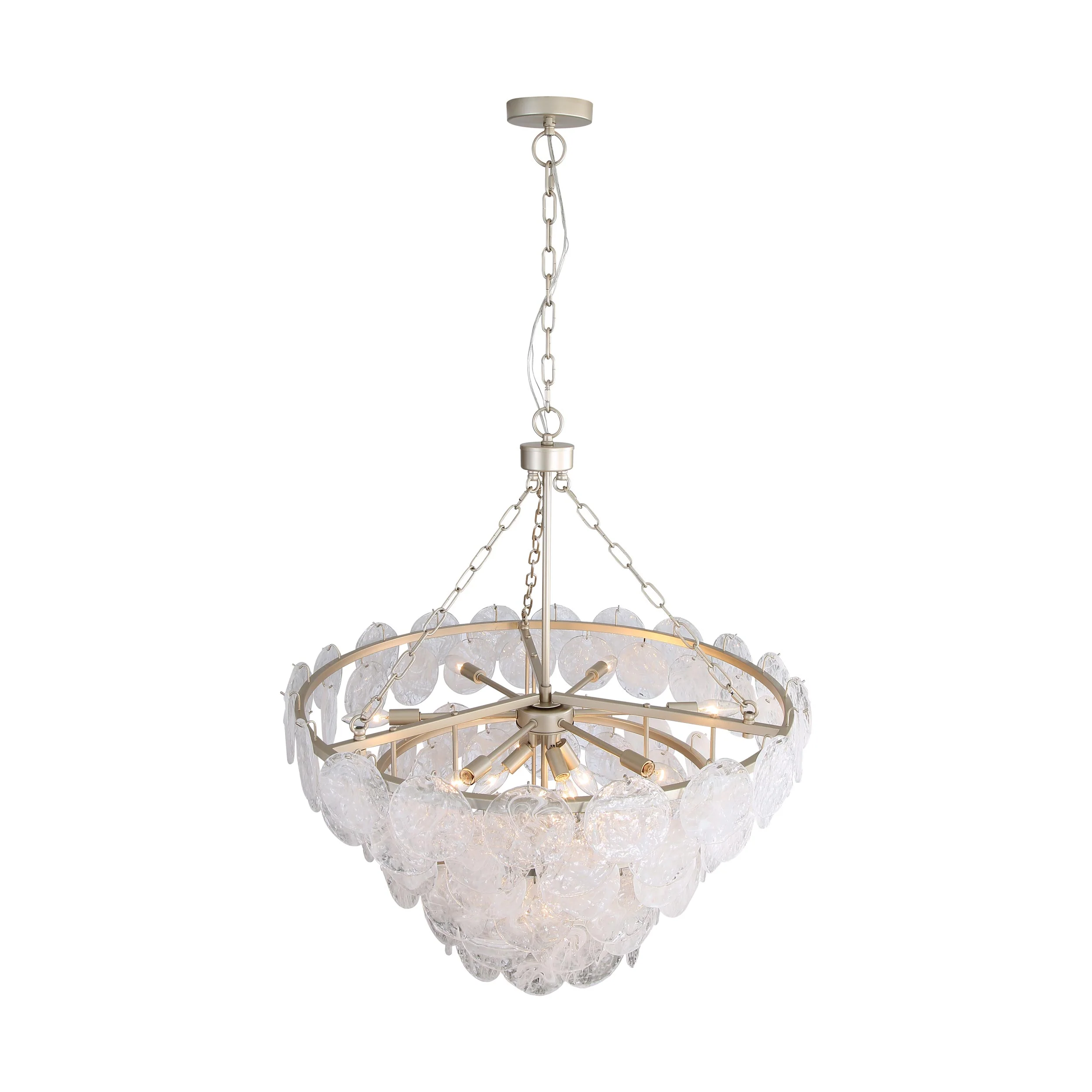 Cascada 13-light Pendant in Aegean Silver and Cirrus Cloud Glass - Image 4