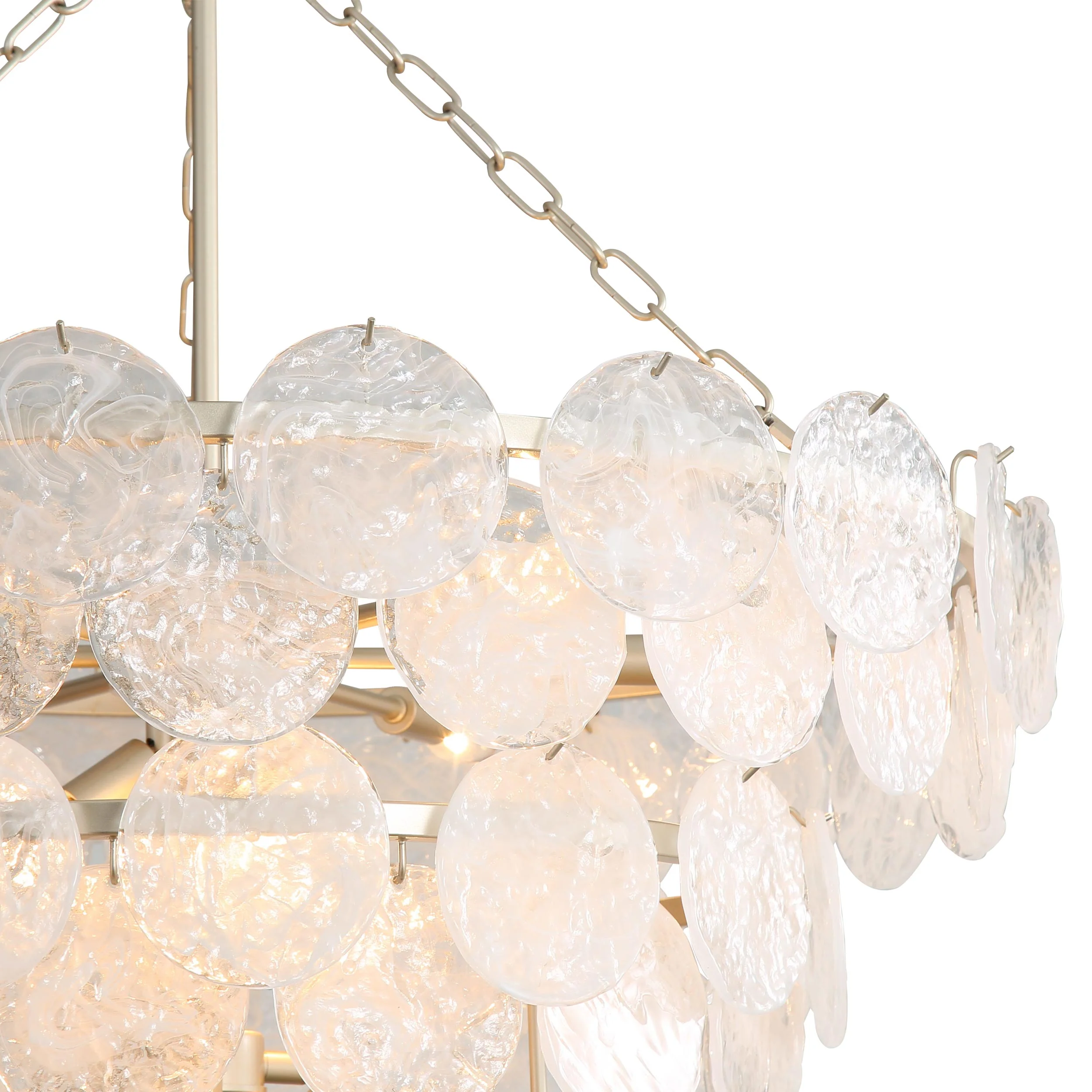 Cascada 13-light Pendant in Aegean Silver and Cirrus Cloud Glass - Image 6