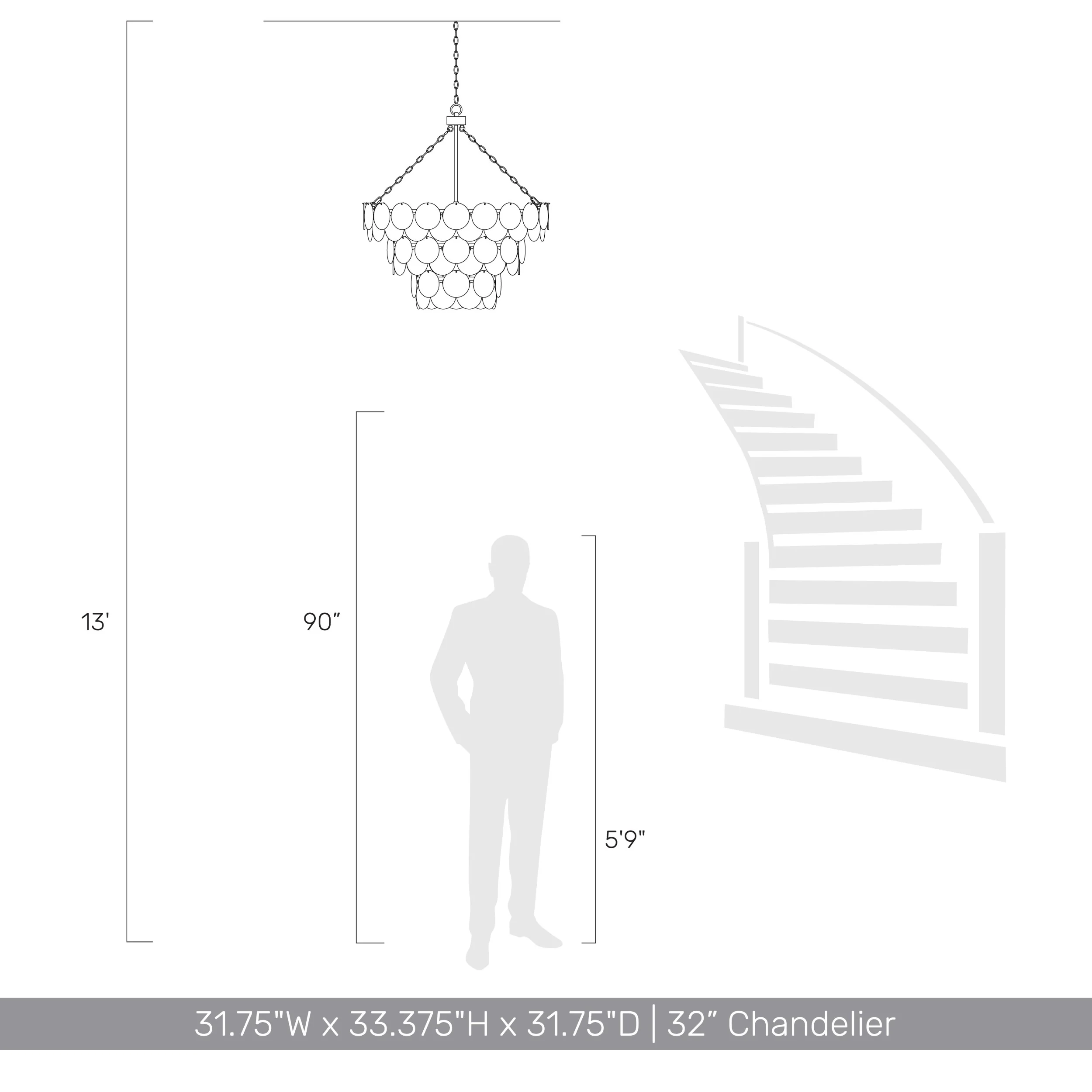 Cascada 13-light Pendant in Aegean Silver and Cirrus Cloud Glass - Image 7