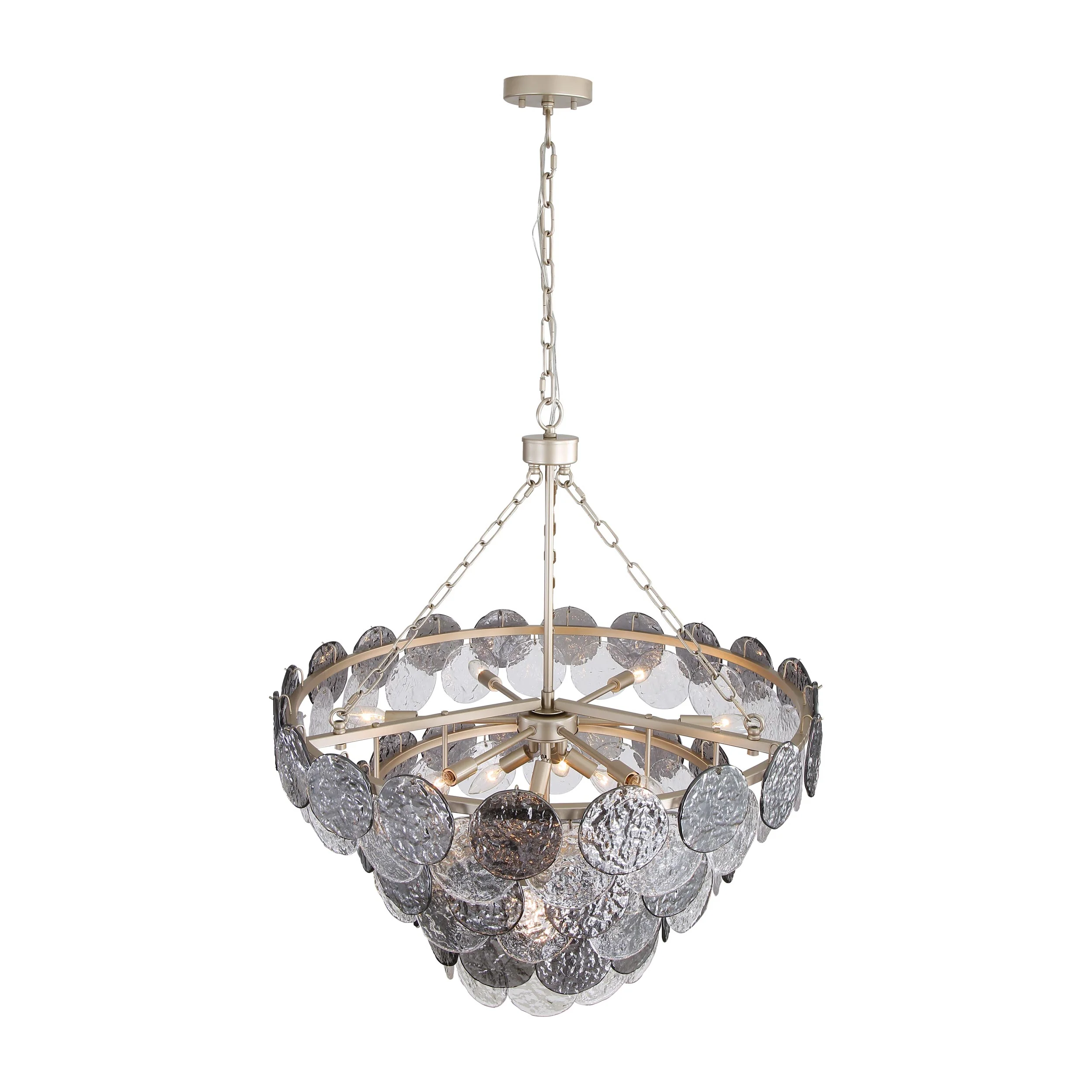 Cascada 13-light Pendant in Aegean Silver and Smoke Plated Glass - Image 5