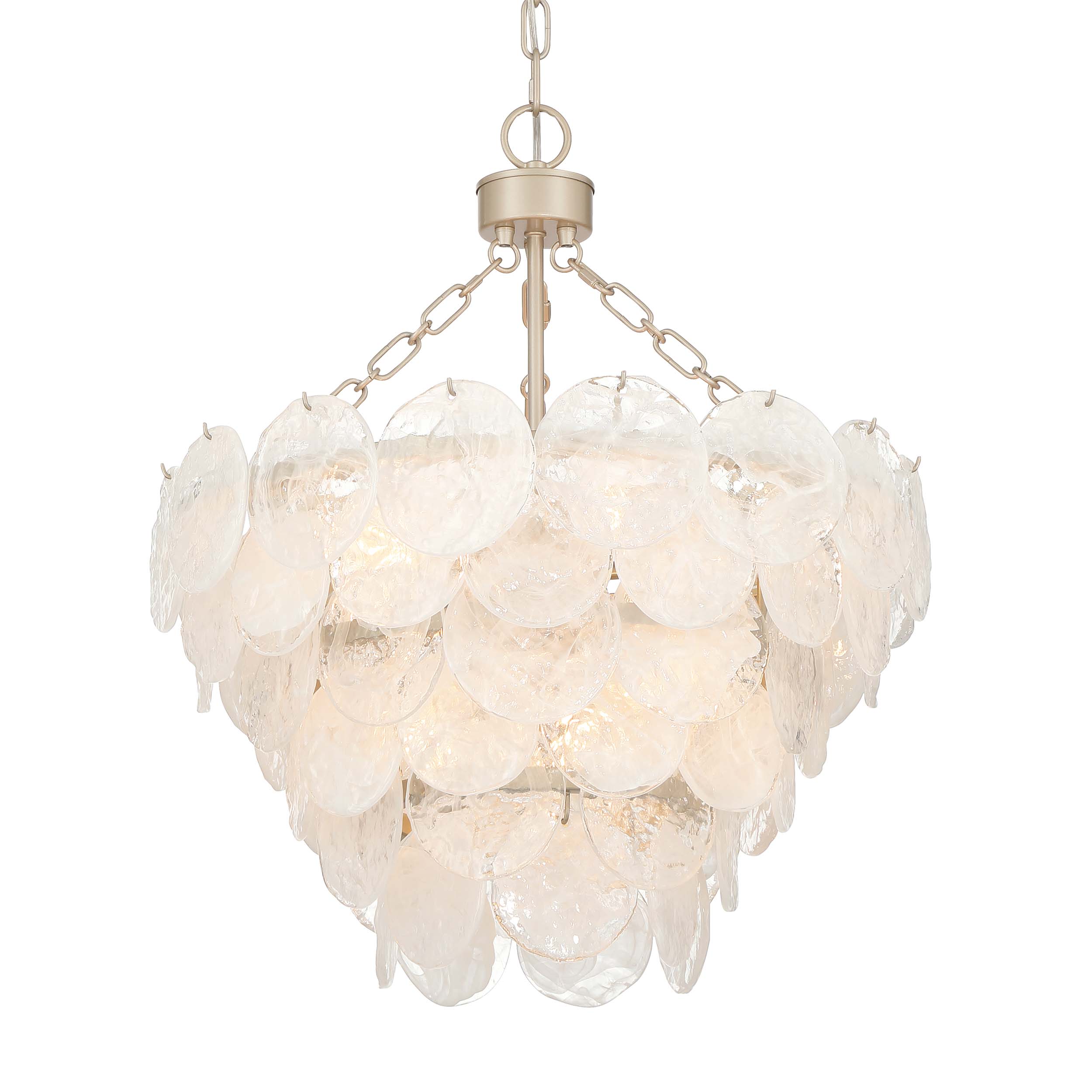 Cascada 8-light Pendant in Aegean Silver and Cirrus Cloud Glass