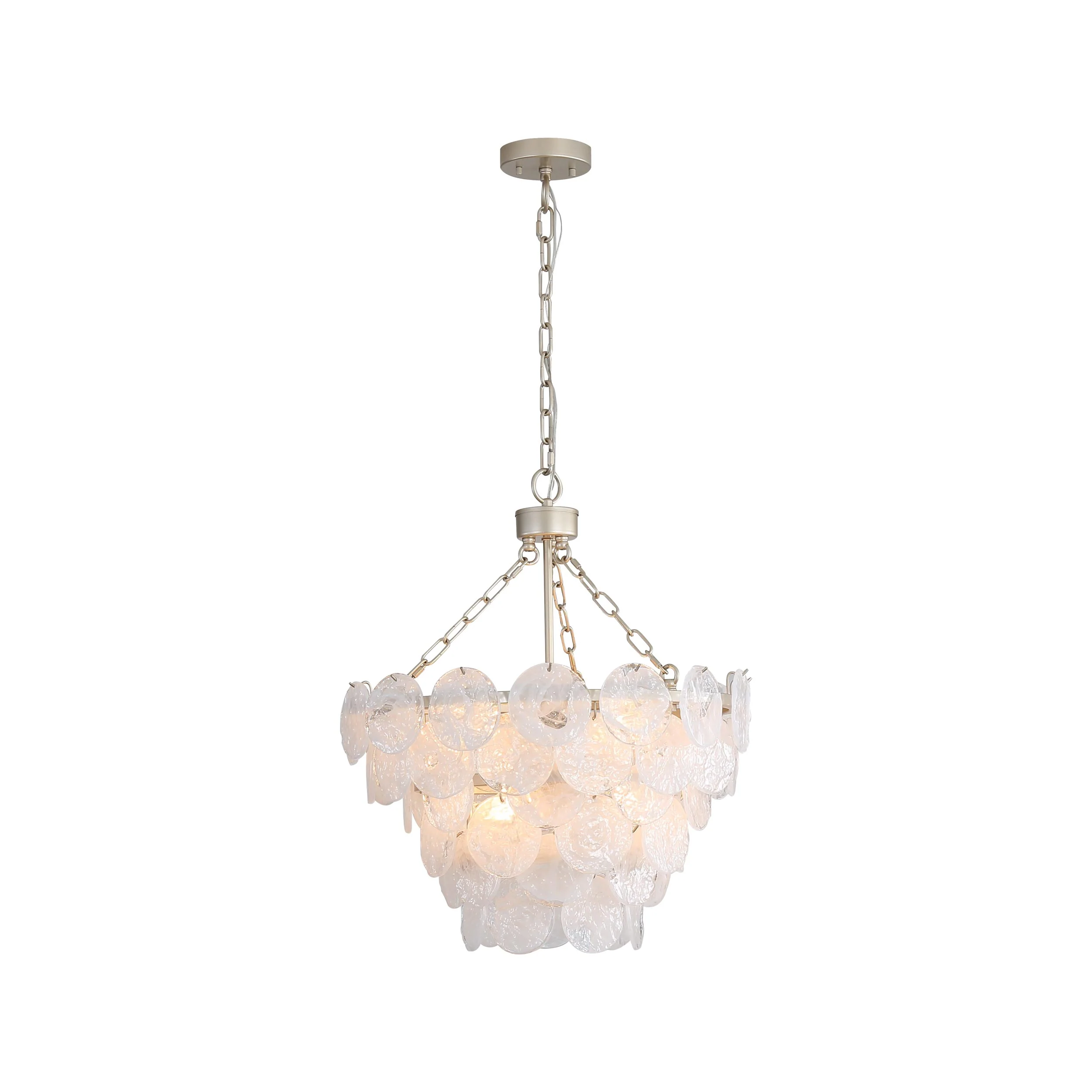 Cascada 8-light Pendant in Aegean Silver and Cirrus Cloud Glass - Image 2