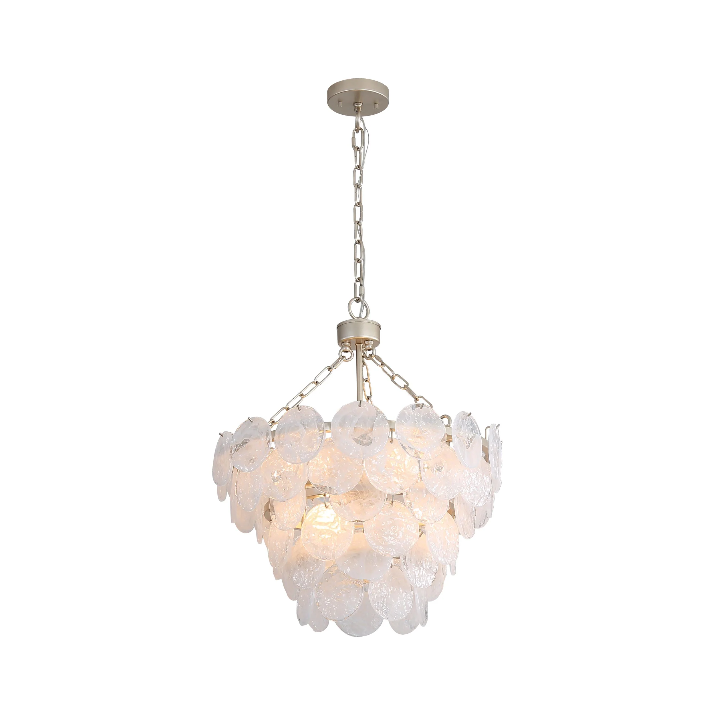 Cascada 8-light Pendant in Aegean Silver and Cirrus Cloud Glass - Image 3